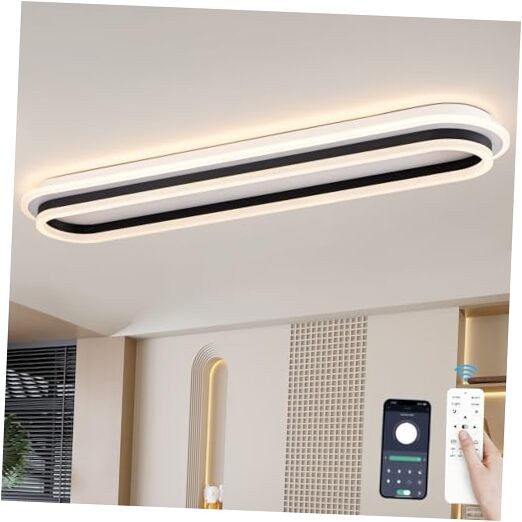 Modern Linear Ceiling Light, 31.5Inch Dimmable LED Flush Mount Ceiling Black