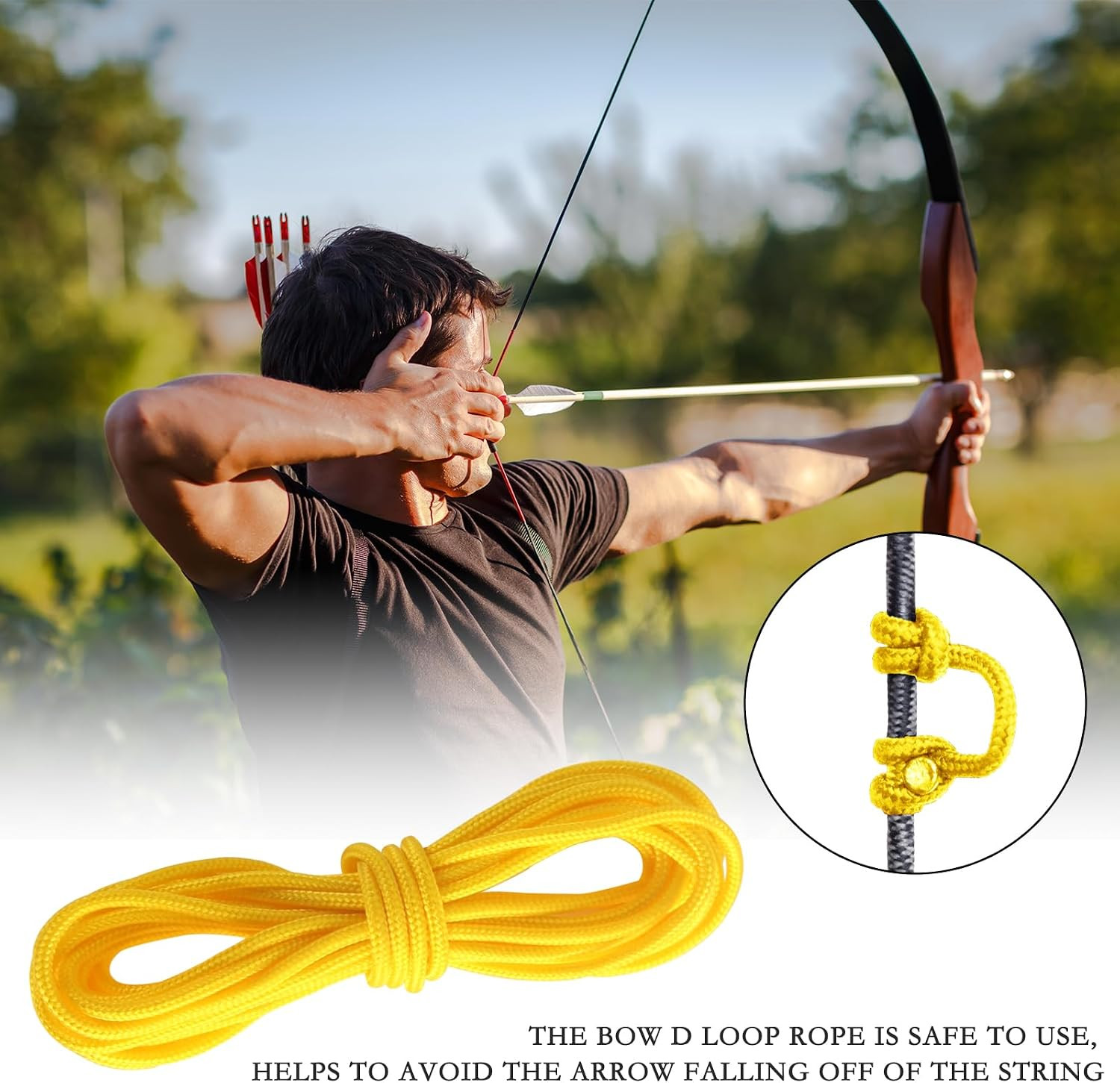 Bow String D Loop, 10 Ft. D Release Nocking Loop Rope for Compound Bowstring Ar