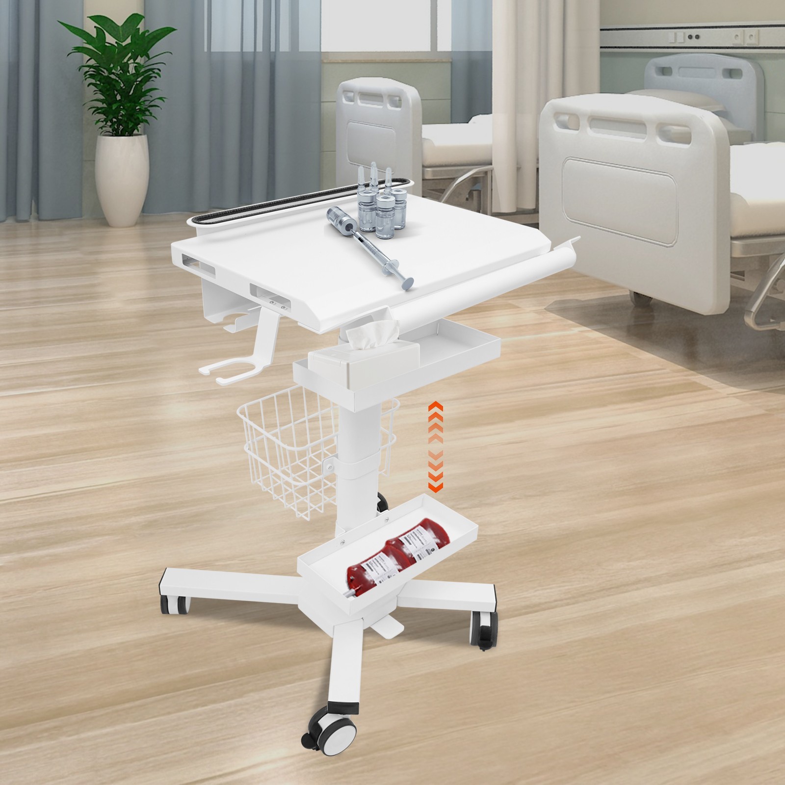 Laptop Workstation Cart Medical Cart With Wheels Cart With Scanner Holder NEW