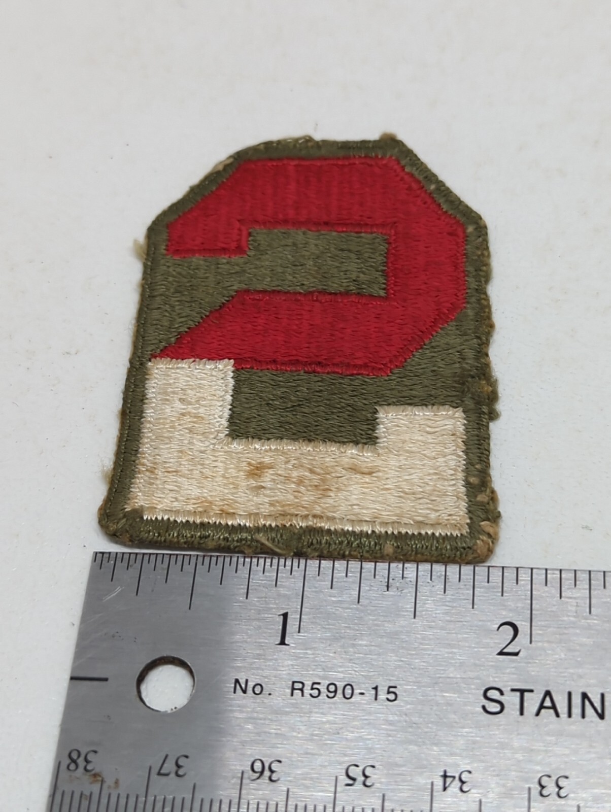 WWII US Army Shoulder Patch 2nd Unit Embroidered Vintage