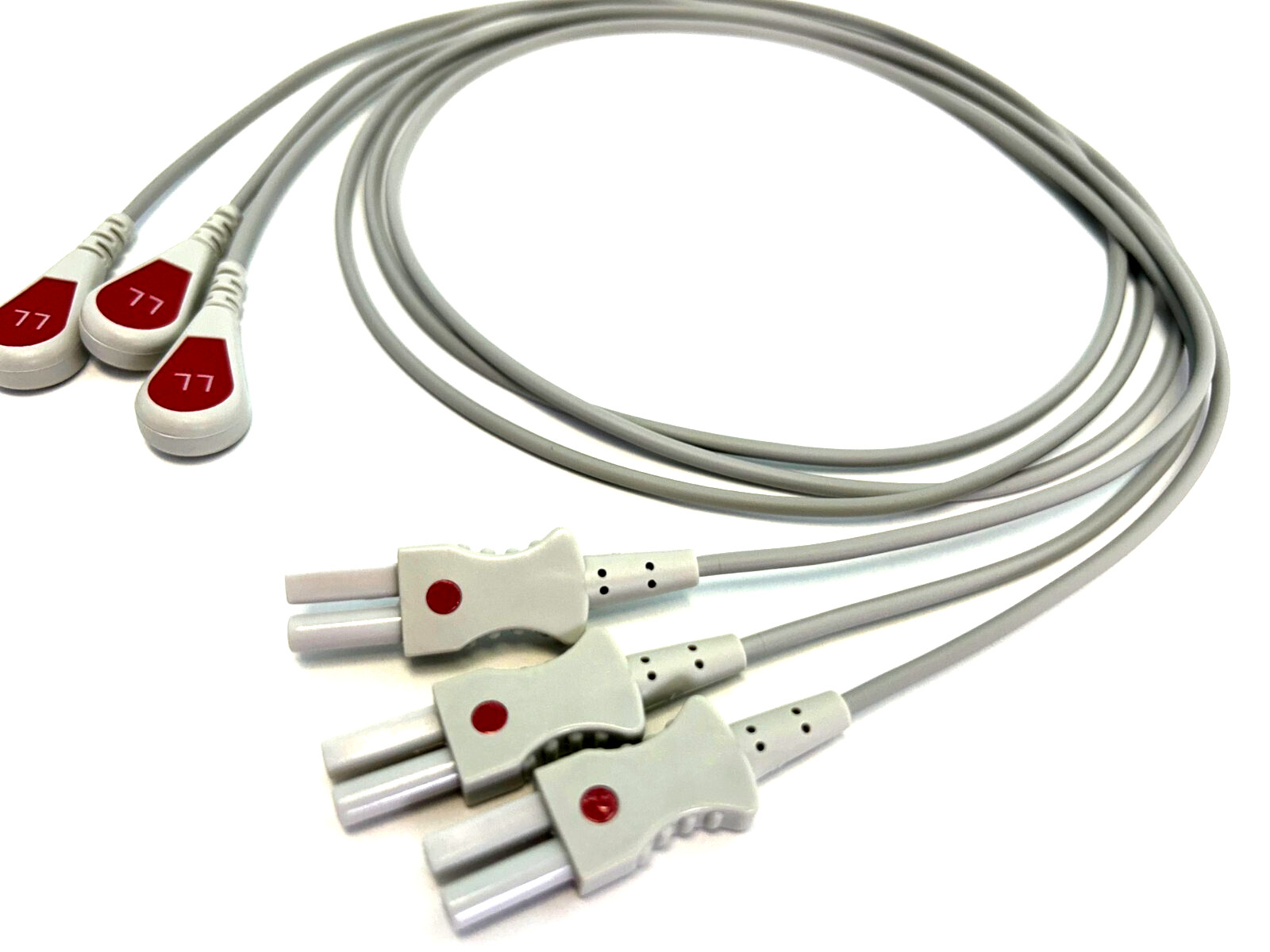 Spacelabs Compatible ECG Leadwire, 012-0498, 3 lead Snap end, 0.9M, Red