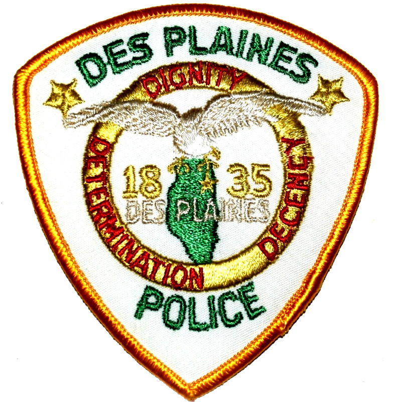 DES PLAINES – POLICE - ILLINOIS Sheriff Police Patch EAGLE STATE SHAPE OUTLINE