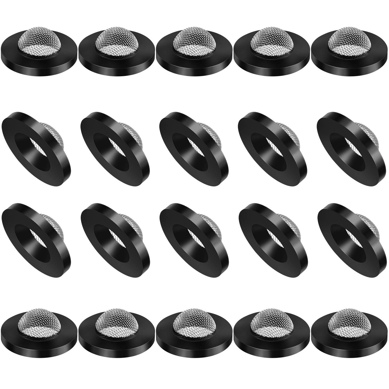 20 Pcs Hose Washer with Screen Filter Washers Stainless Steel & 1 inch, black
