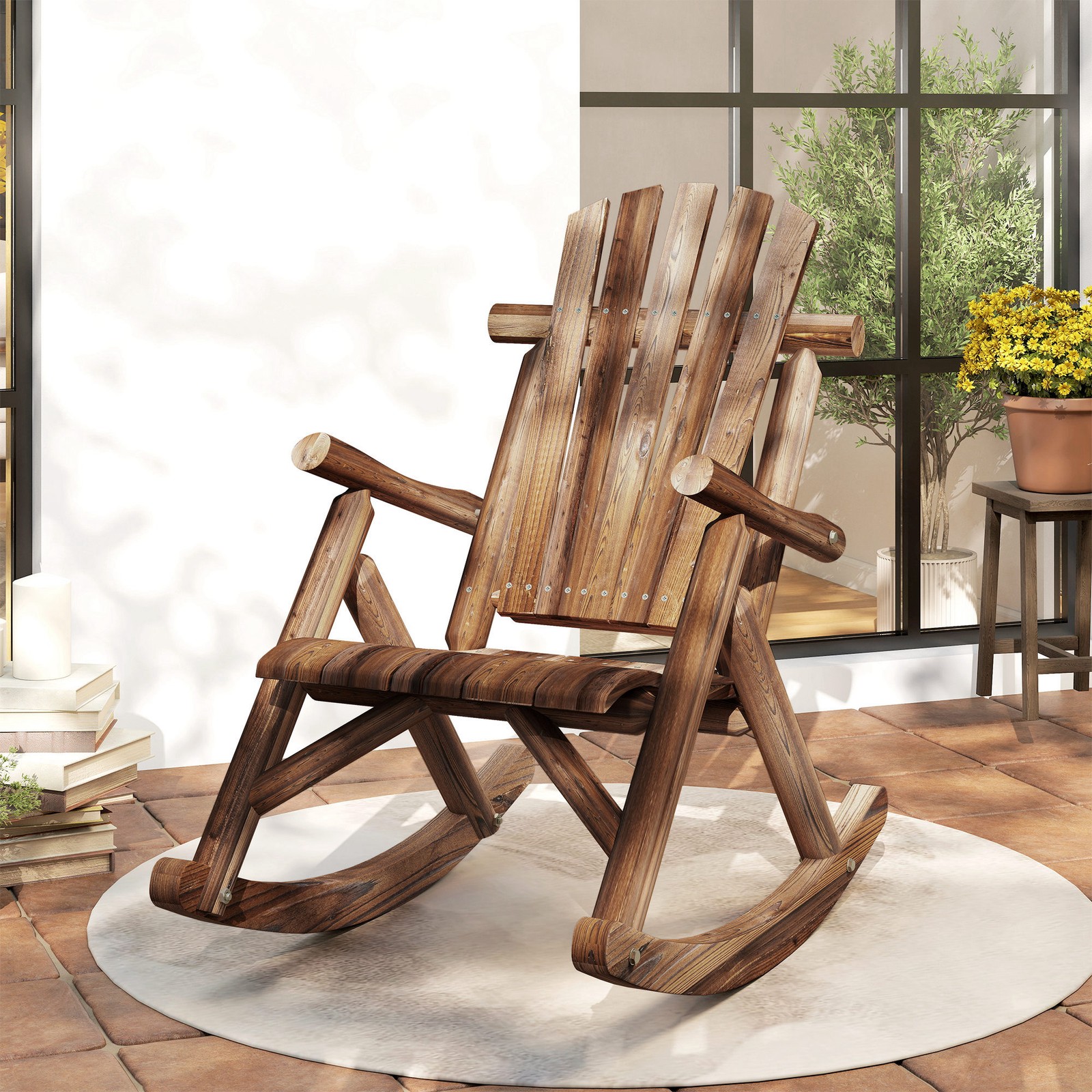 Backyard Adirondack Rocking Chair Outdoor Patio Porch Seat