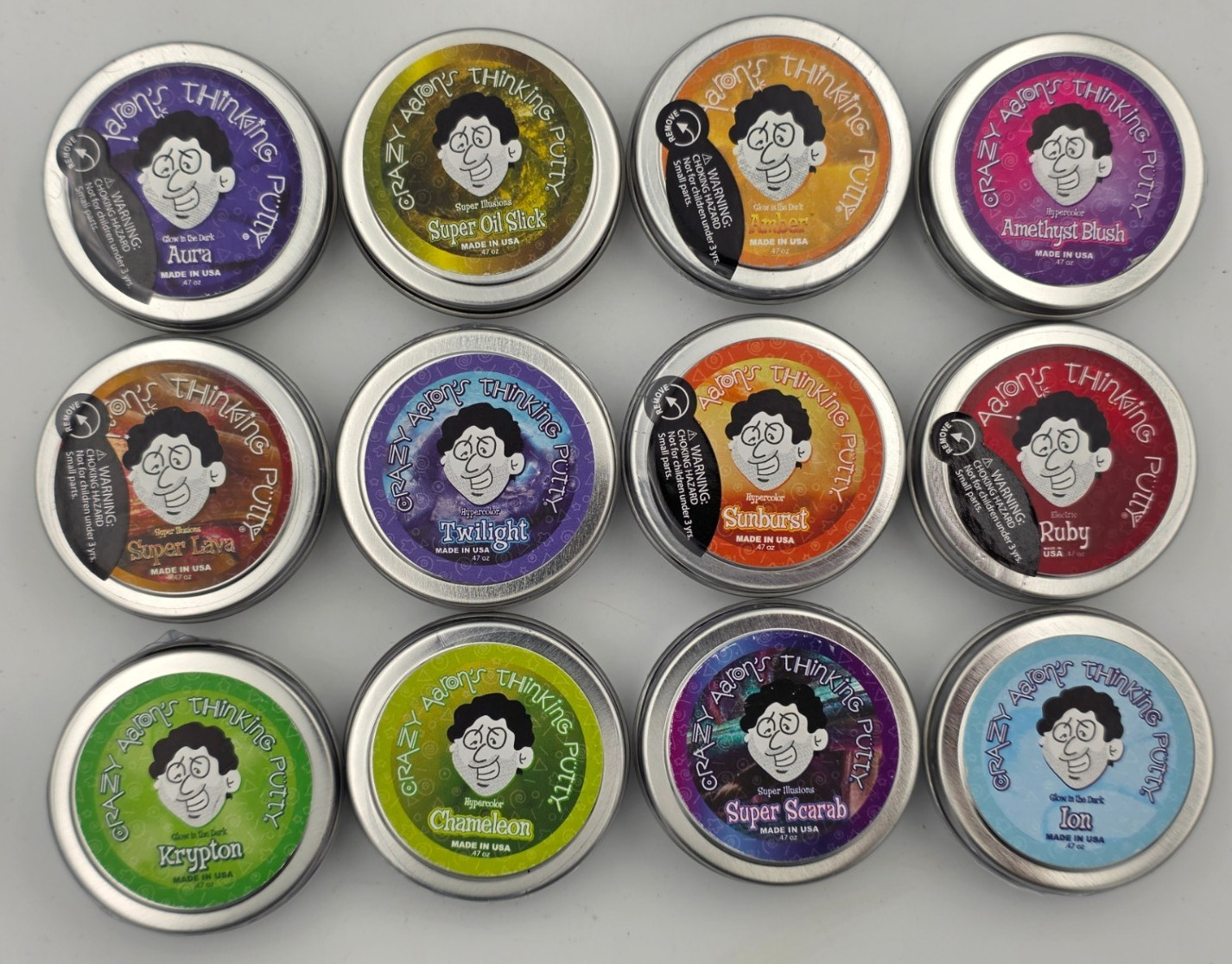 Aaron's Crazy Mini Thinking Putty  New USA 0.47oz 12 Different Rare
