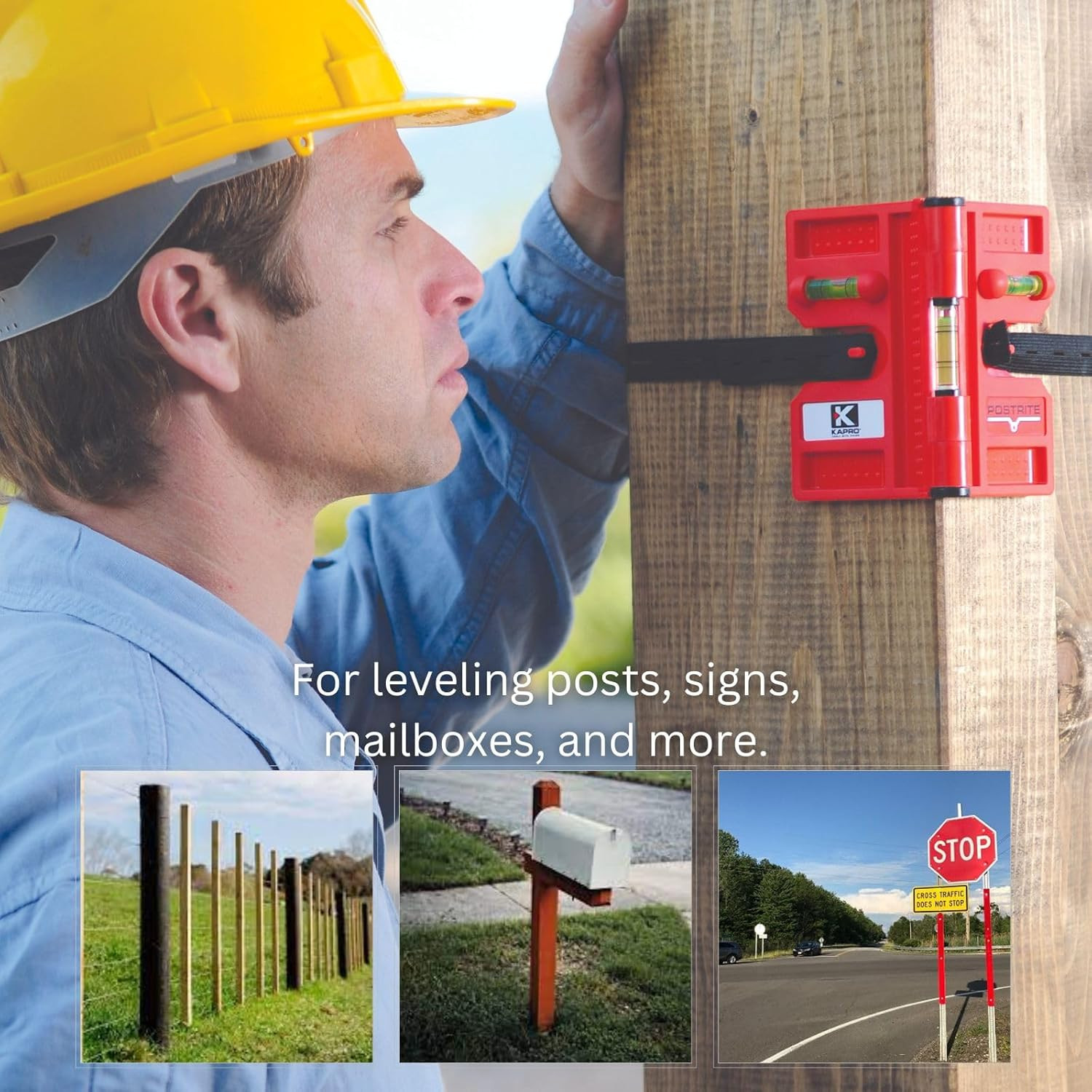 - 340 Postrite Post Level - Adjustable Folding Post Level - For Use on Posts and