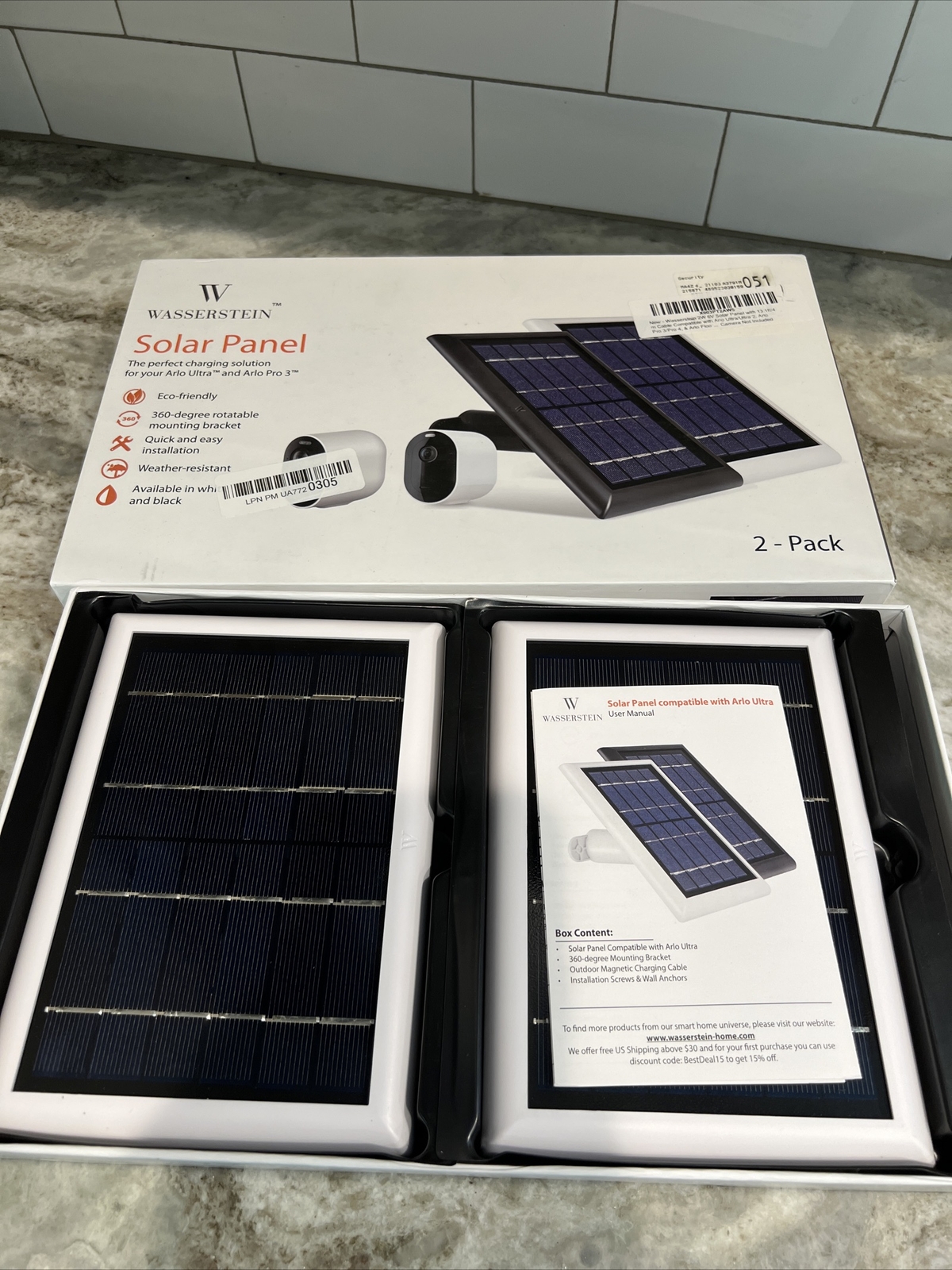 💐Wasserstein Solar Panel For Arlo Essential (2-Pack) WHITE💐