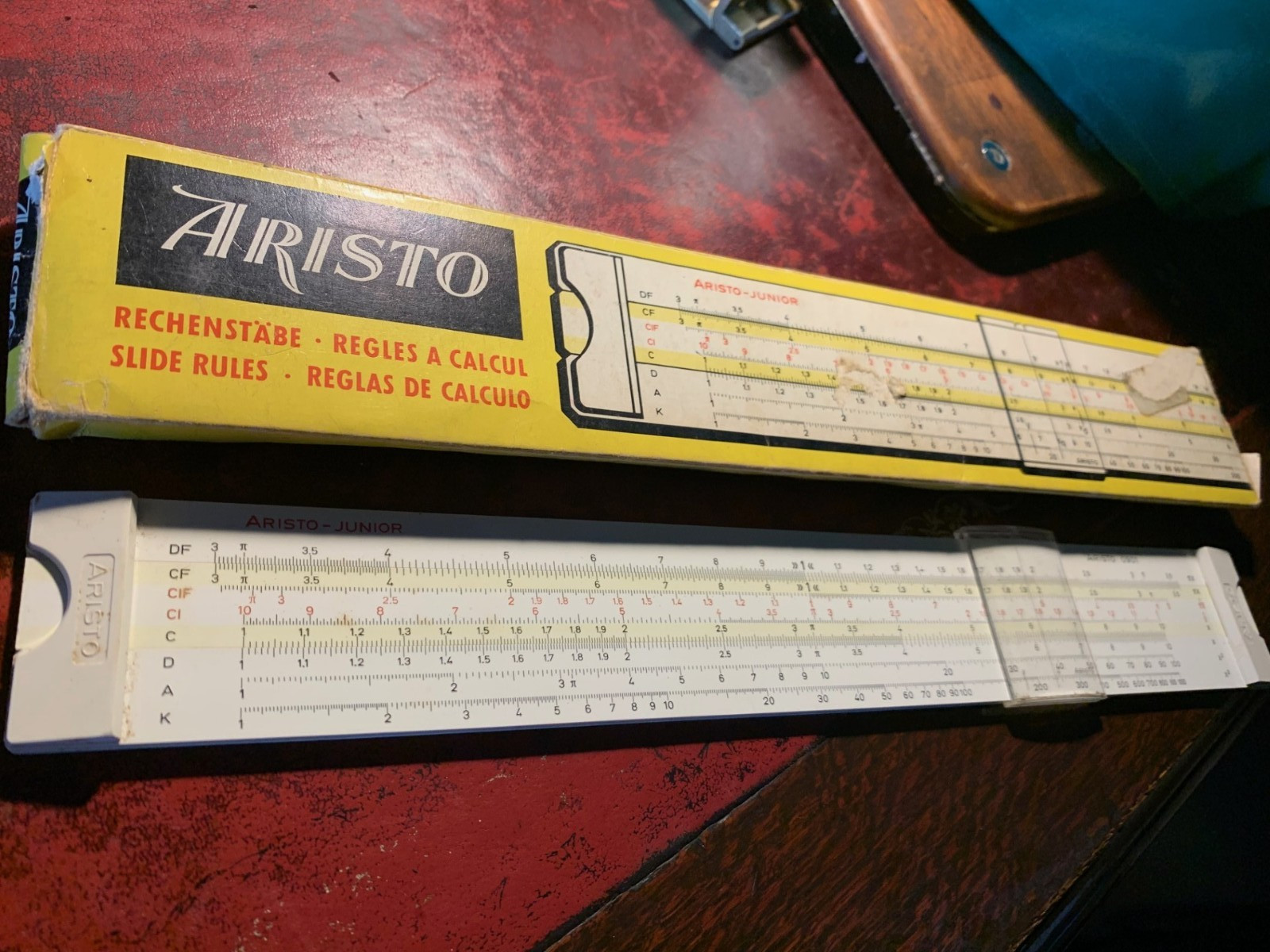 Vintage Aristo-Junior 0901 Slide Rule With Original Box