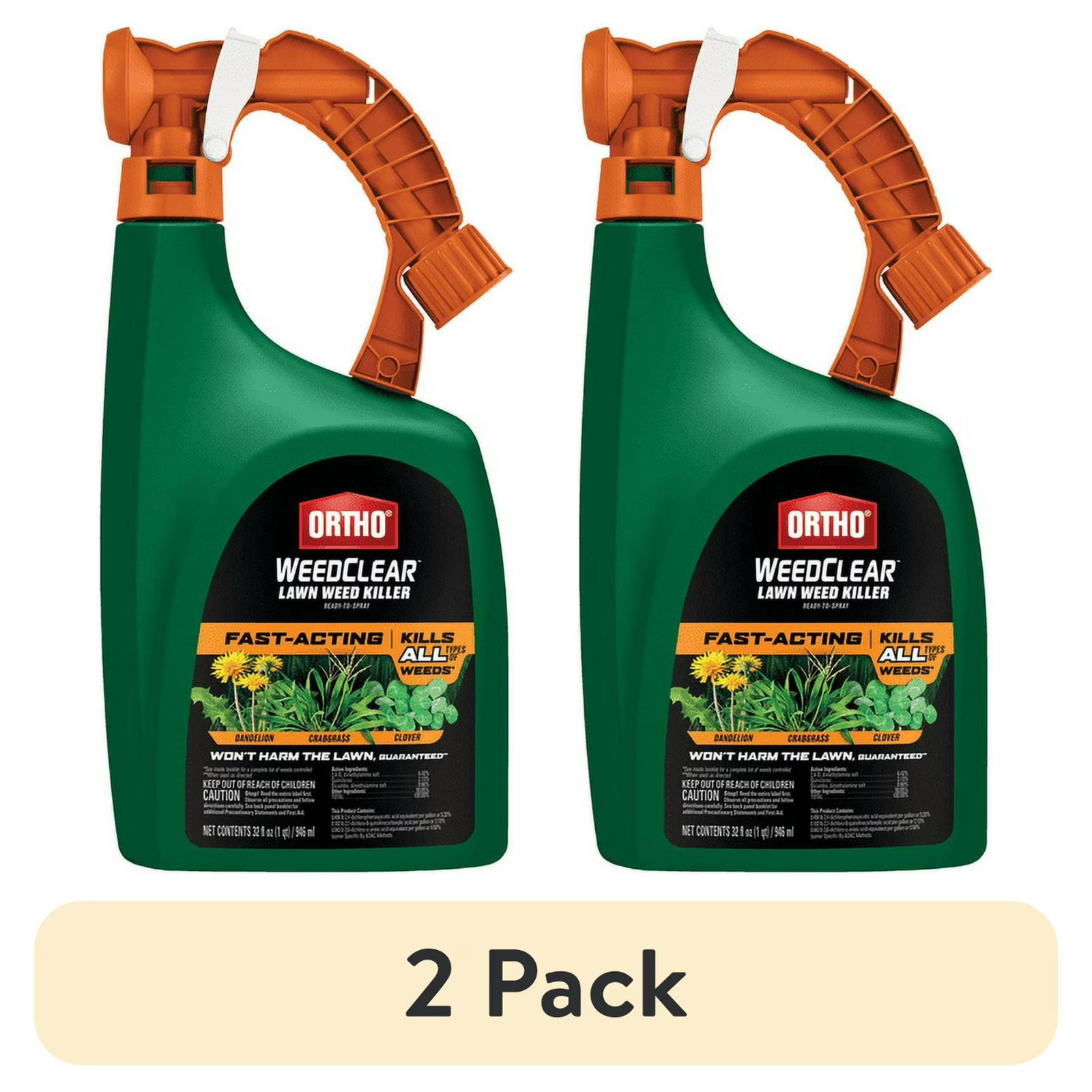 Ortho WeedClear Lawn Weed Killer Spray 32oz 2 Pack Crabgrass Control