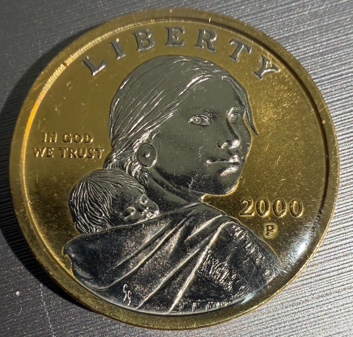 2000-P Sacagawea Detailed Weird Dual Color Coin Collector's Edition