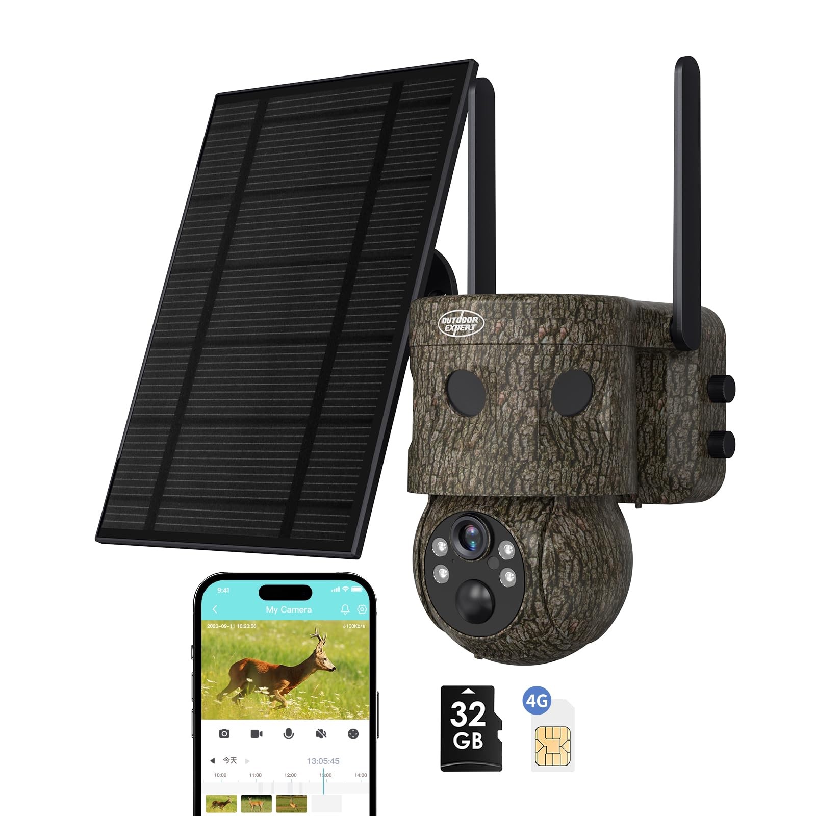 OUTDOOR EXPERT 4G LTE Cellular Trail Camera 180°Automatic Intrusion...