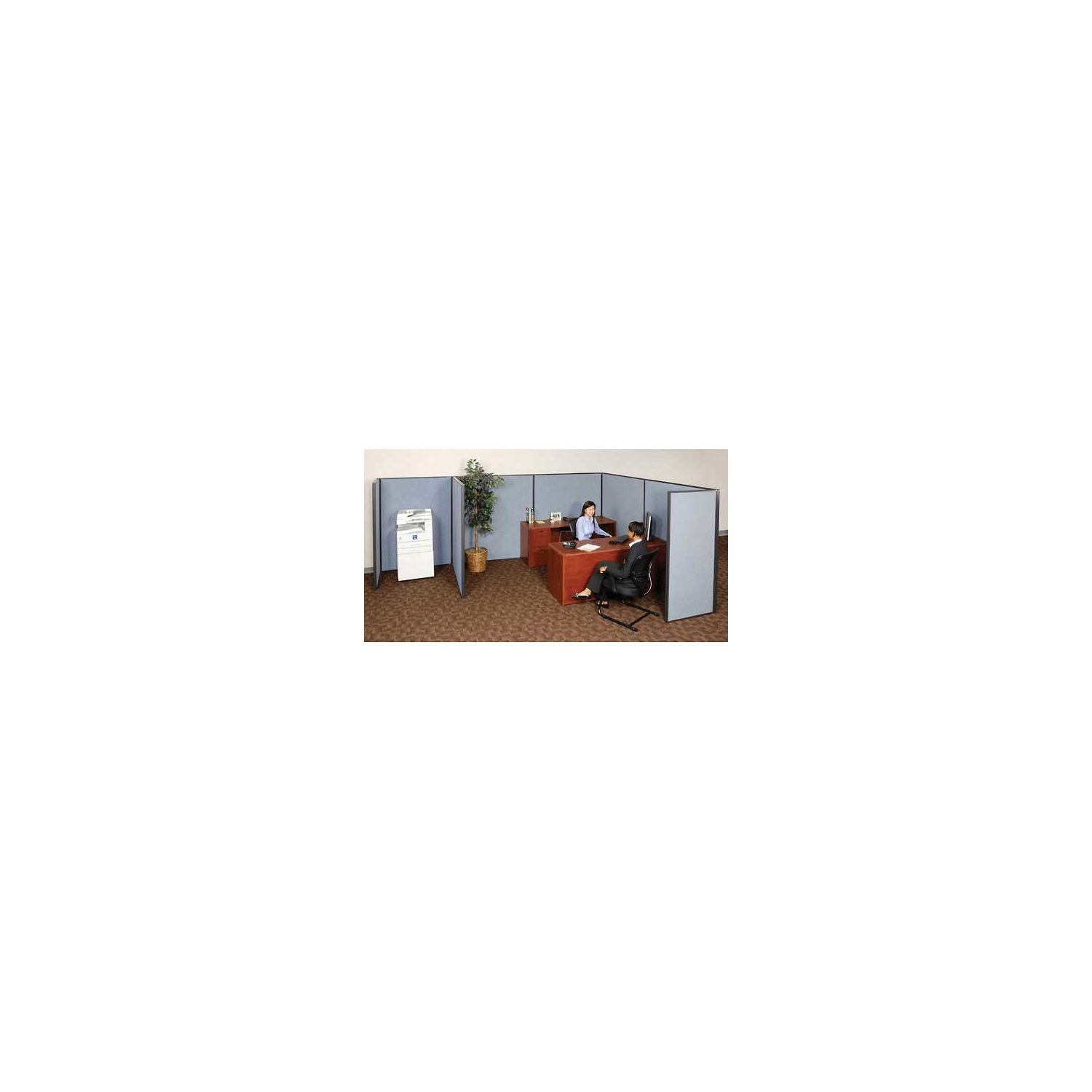 6'W x 6'D x 72"H Pre-Configured Partitioned Office Add-On Blue
