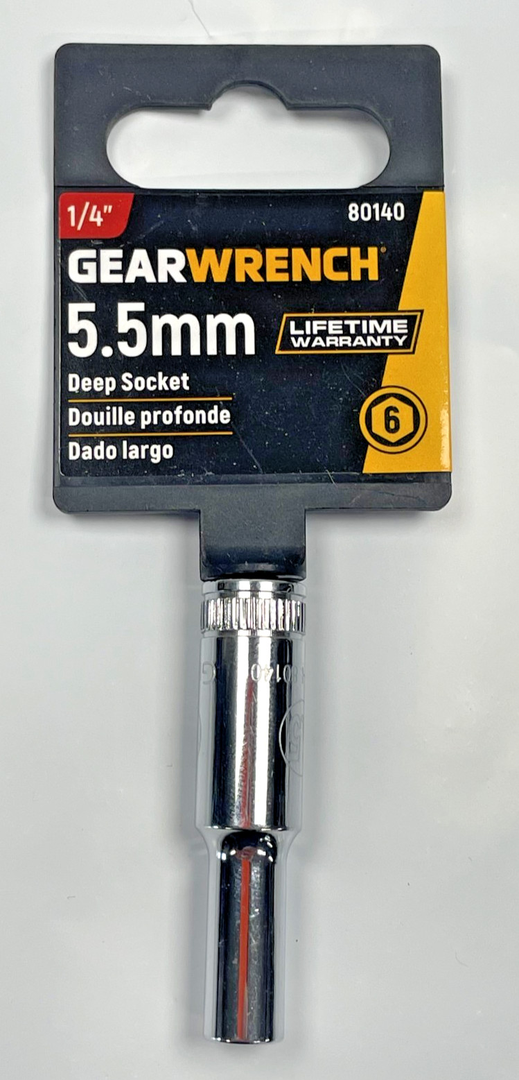 5.5 mm Deep Socket GearWrench # 80140 - 1/4" drive Polished 6 Point Deep Socket