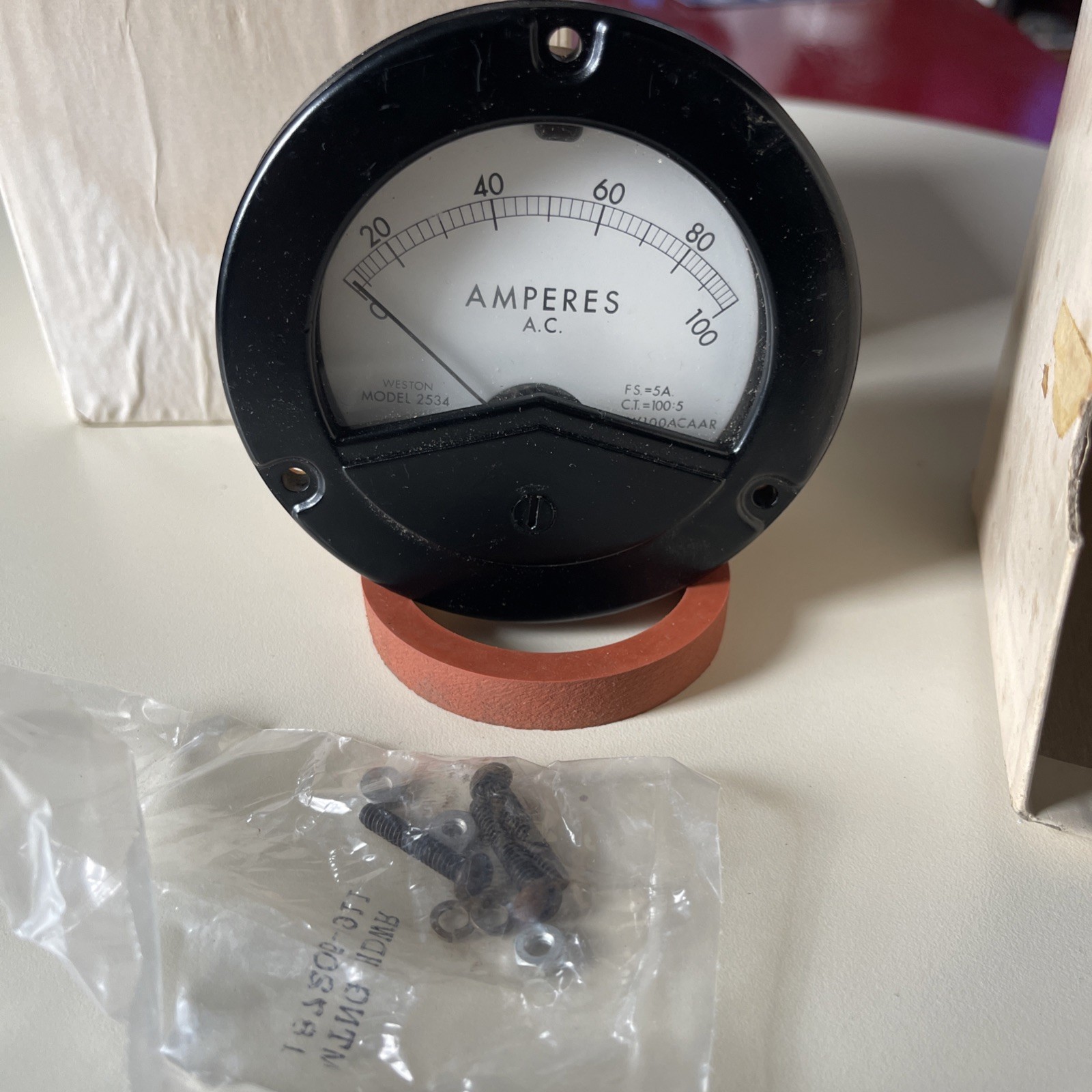 WESTON 2534 MR36W100ACAAR 0-50 AMPERES A.C.  INSTRUMENT PANEL METER GAUGE, NOS