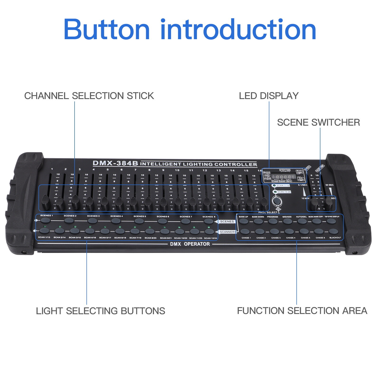 DMX 512 384Channels Operator Console Controller For Stage Lighting DJ Party