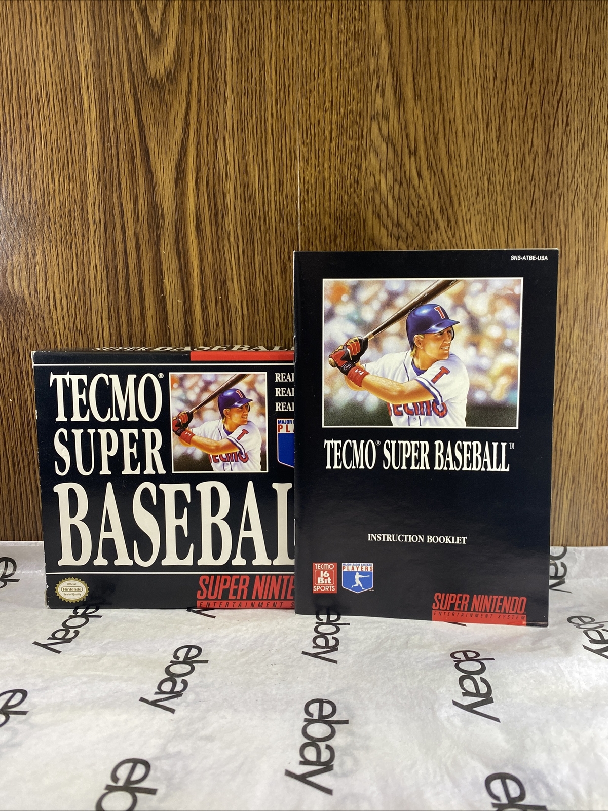 SNES Super Nintendo Tecmo Super Baseball Instructions and Box Only