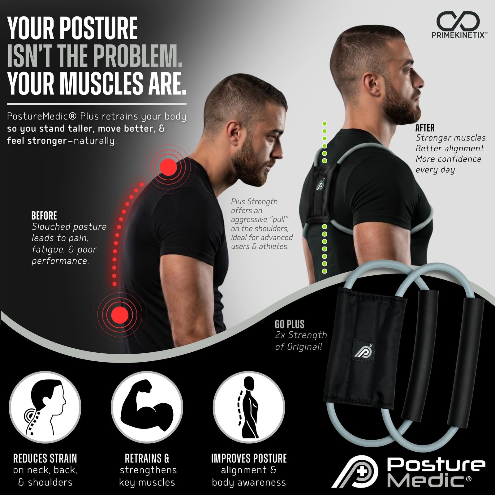 PostureMedic Plus Strength Dynamic Posture Corrector for Athletes – High R