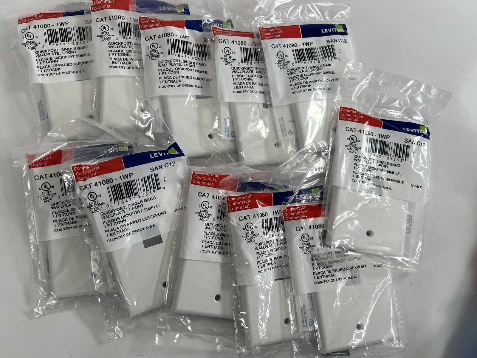 Leviton 41080-1WP QuickPort Keystone Single Gang Wall Plate White 10 Pack USA