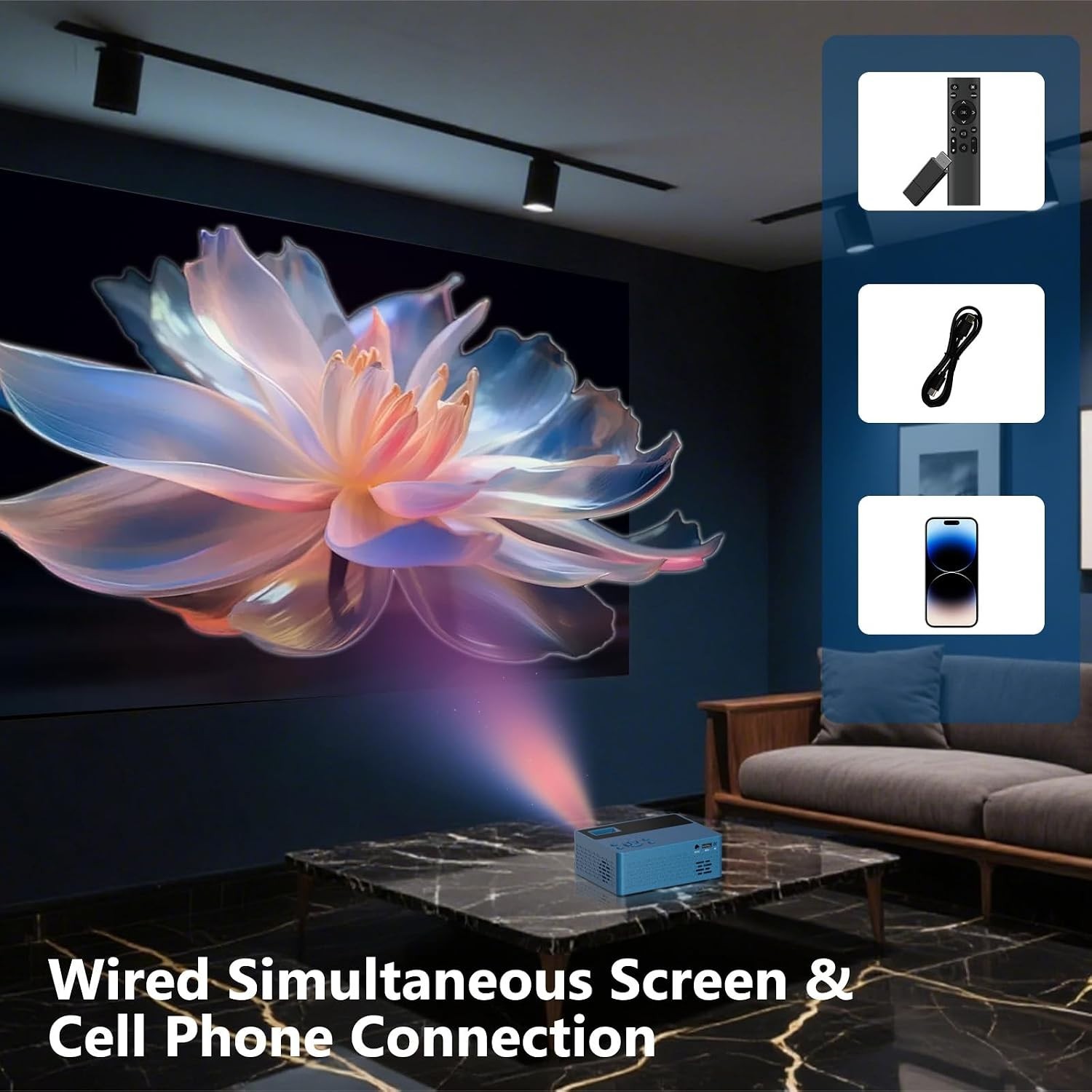 Smart support for 4K projectors,Comes with a mini stand ,Mini Projector with ...