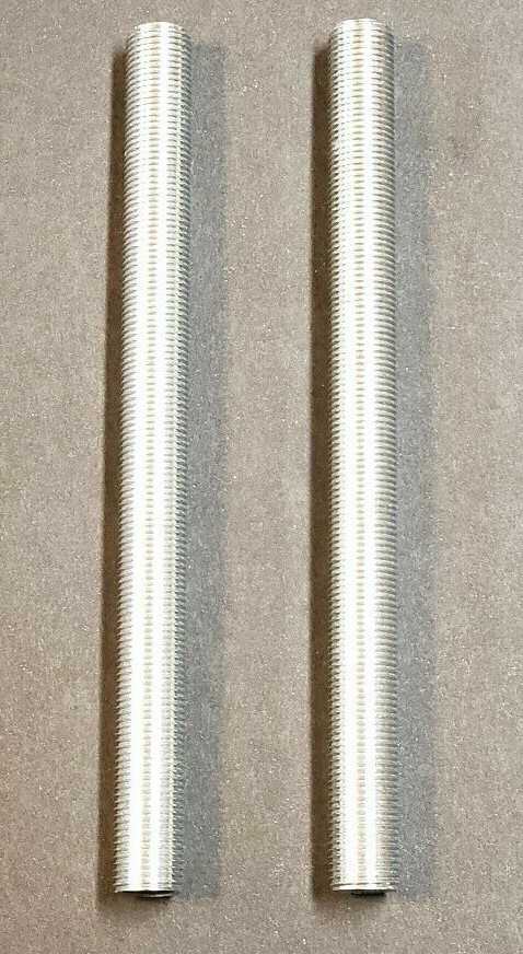 SET OF 2 ZINC PLATED ALL THREAD STEEL 5" LAMP NIPPLES LAMP PART NEW 57083J