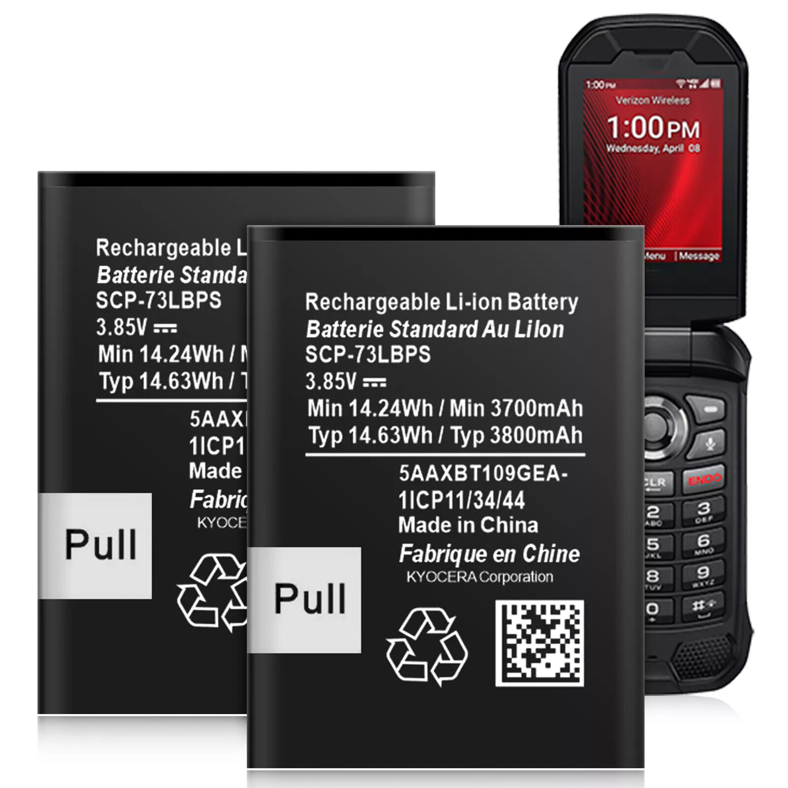 NEW Replacement Battery for Kyocera DuraXV Extreme E4810 SCP-73LBPS 3800mAh 2PC
