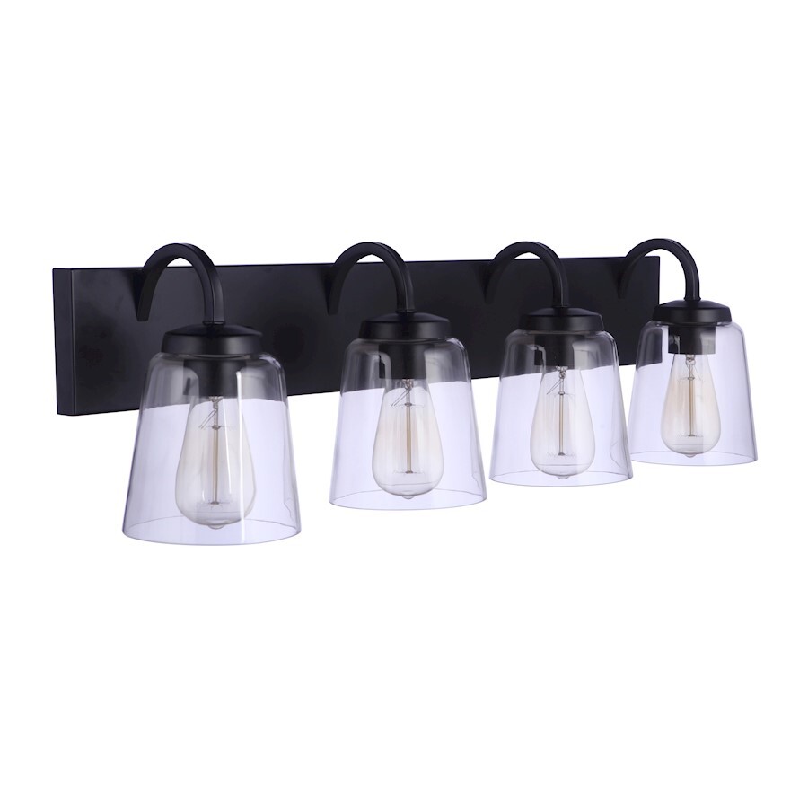 Craftmade Elsa 4 Light Vanity, Flat Black/Clear - 16331FB4