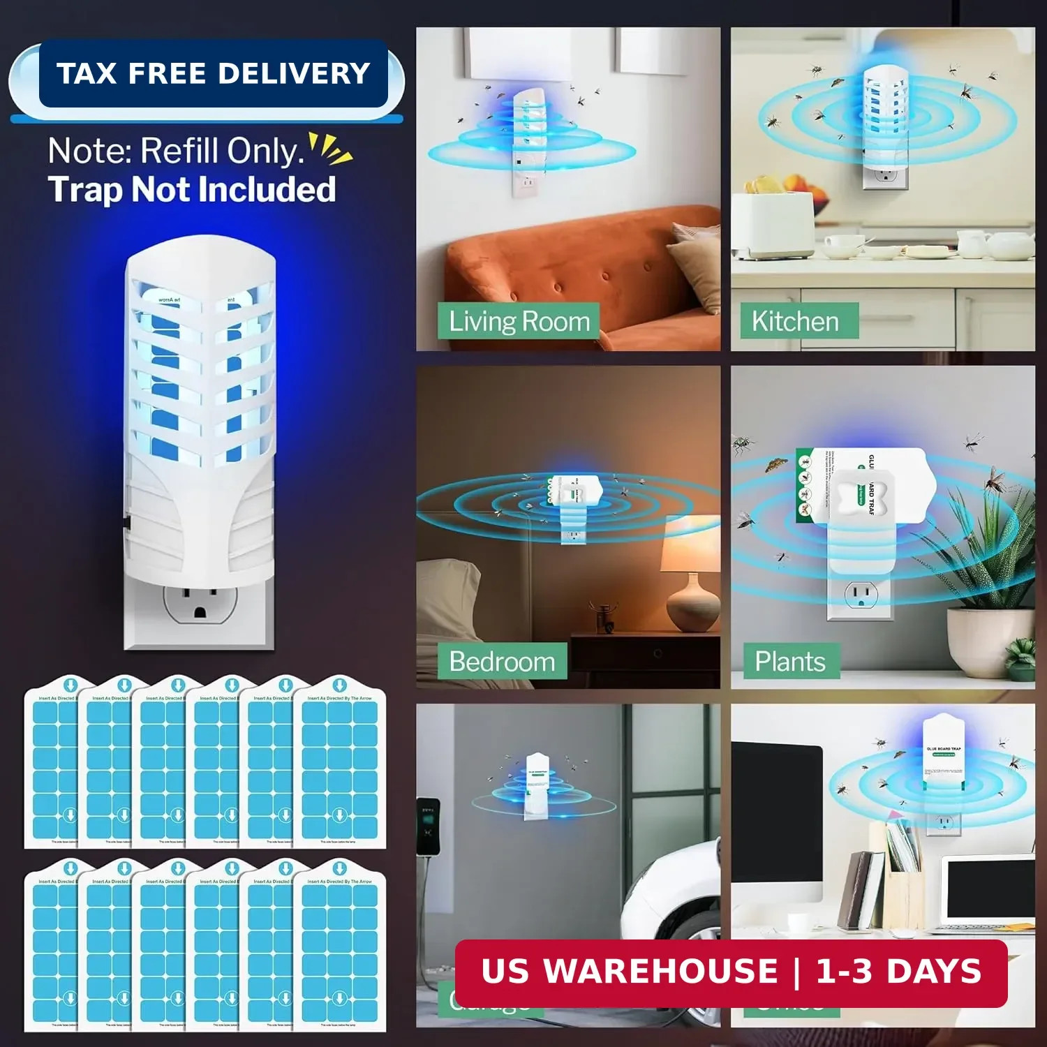 12 Pack Flying Insect Trap Refill Compatible with VEYOFLY Fly Trap LAMP