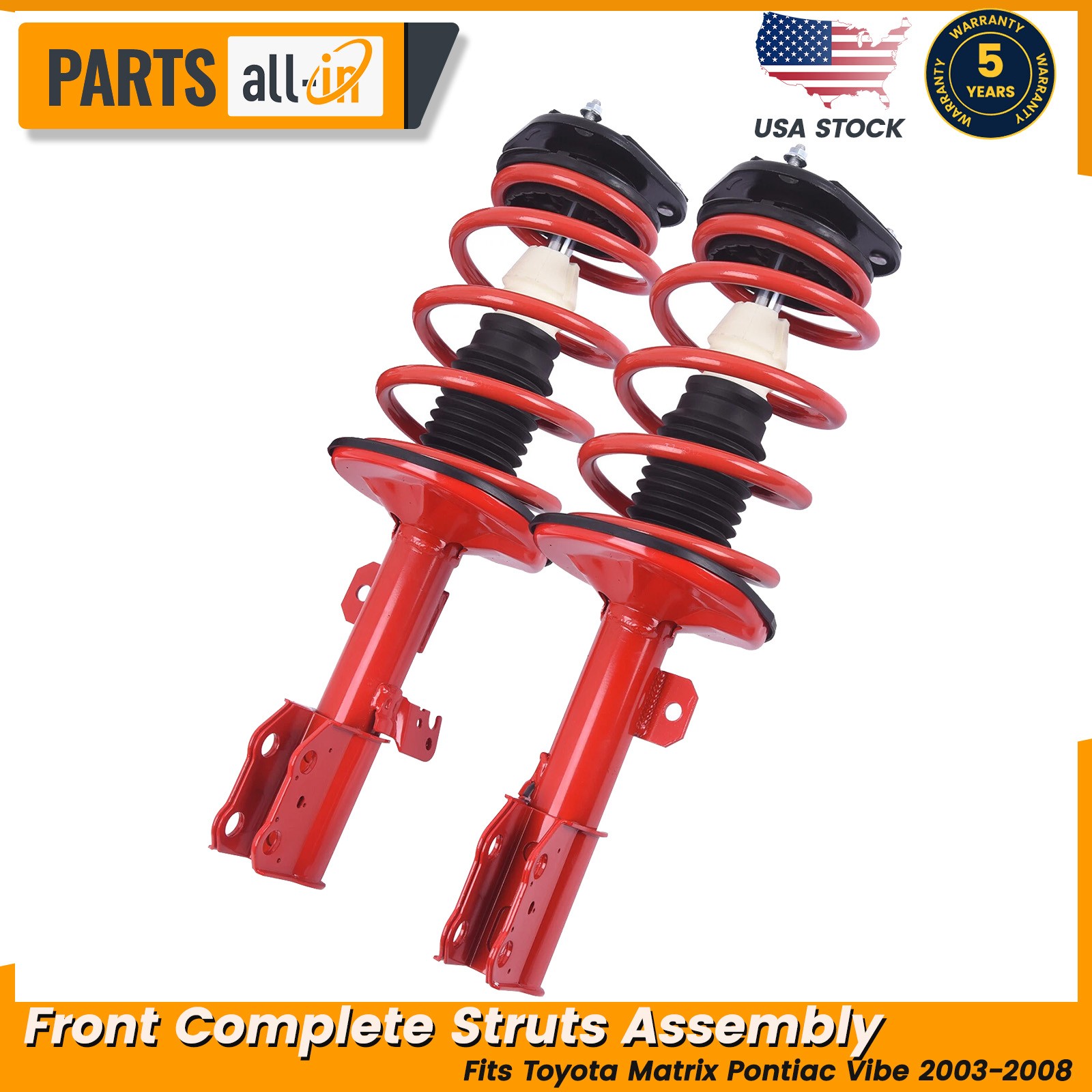 Pair Front Shock Struts Assembly For Toyota Matrix Pontiac Vibe 2003 - 2008
