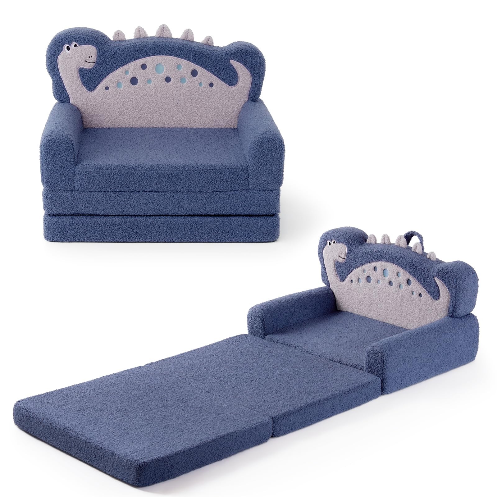 Kids Couch, 2-in-1 Soft Toddler Couch Fold Out, Toddler Chair Comfy, Converti...