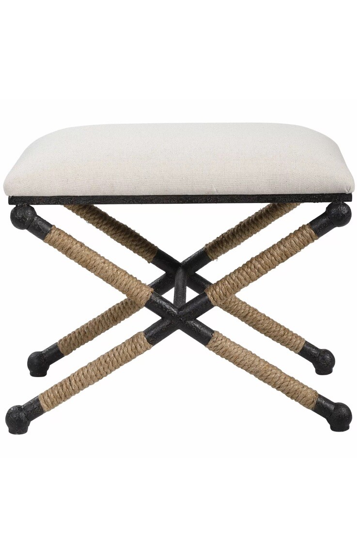 Uttermost 23566 Firth Oatmeal Nautical Small Bench New