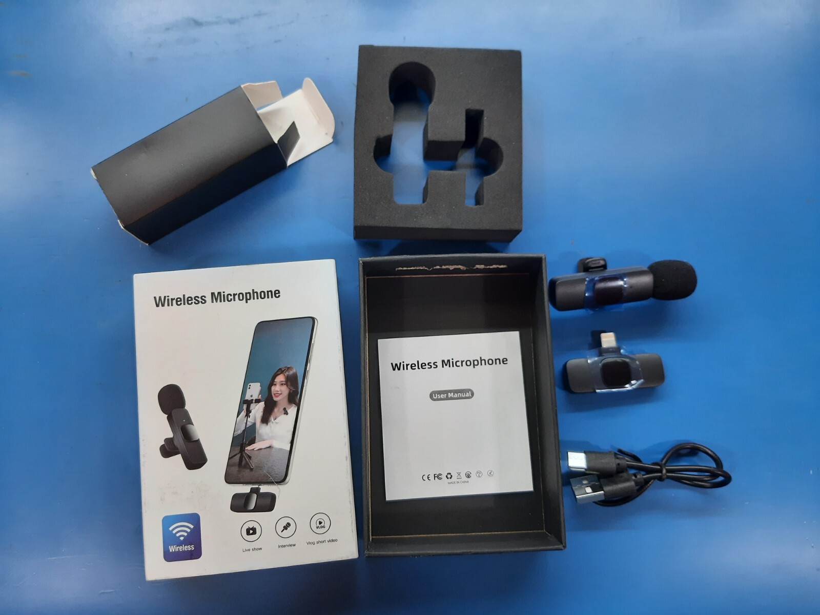 PQRQP Wireless Lavalier Microphone for iPhone (USB-C charging) NEW Open Box