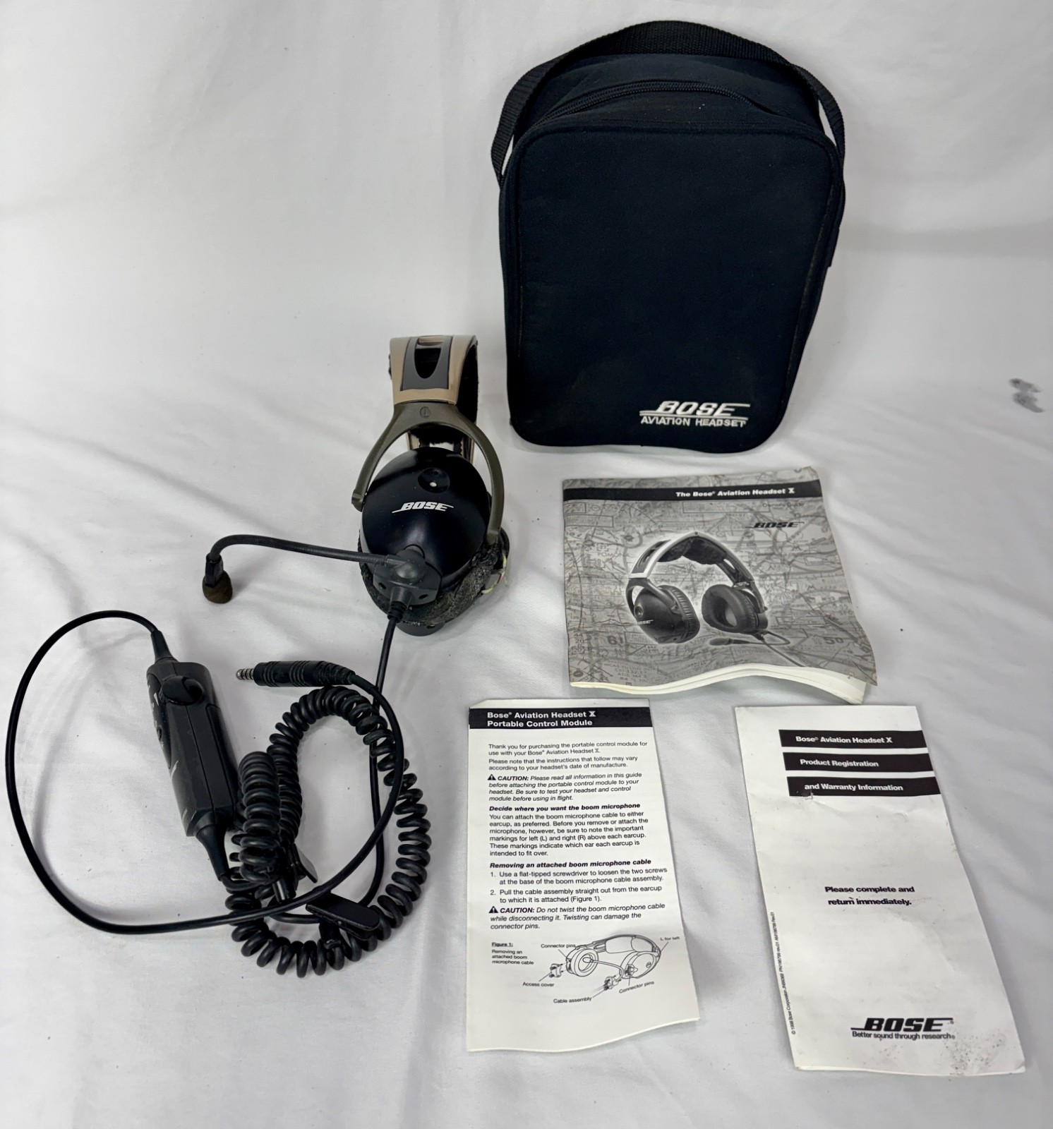 Bose X A10 Aviation Headset P/N AHX-32-04 w/ Case & Manuals