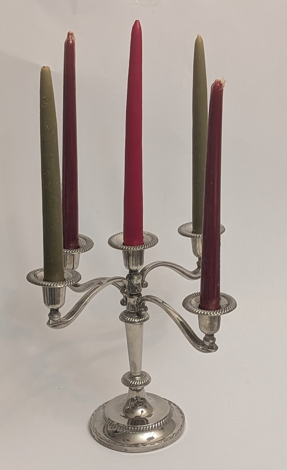 Vintage Silver Plate Adjustable Five Arm Candelabra
