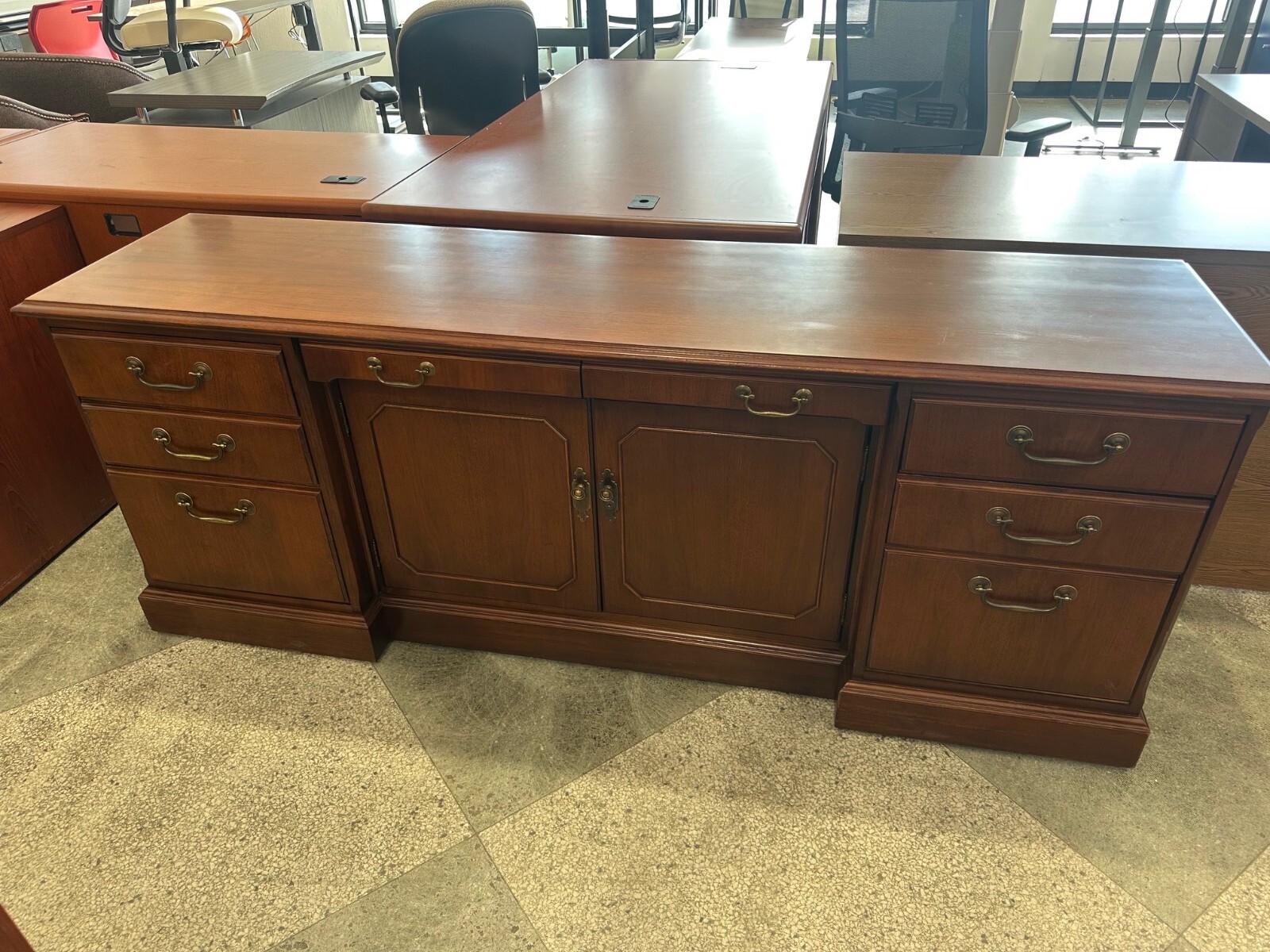 Storage Credenza by Alma Office Furniture in Cherry Color Wood Finish