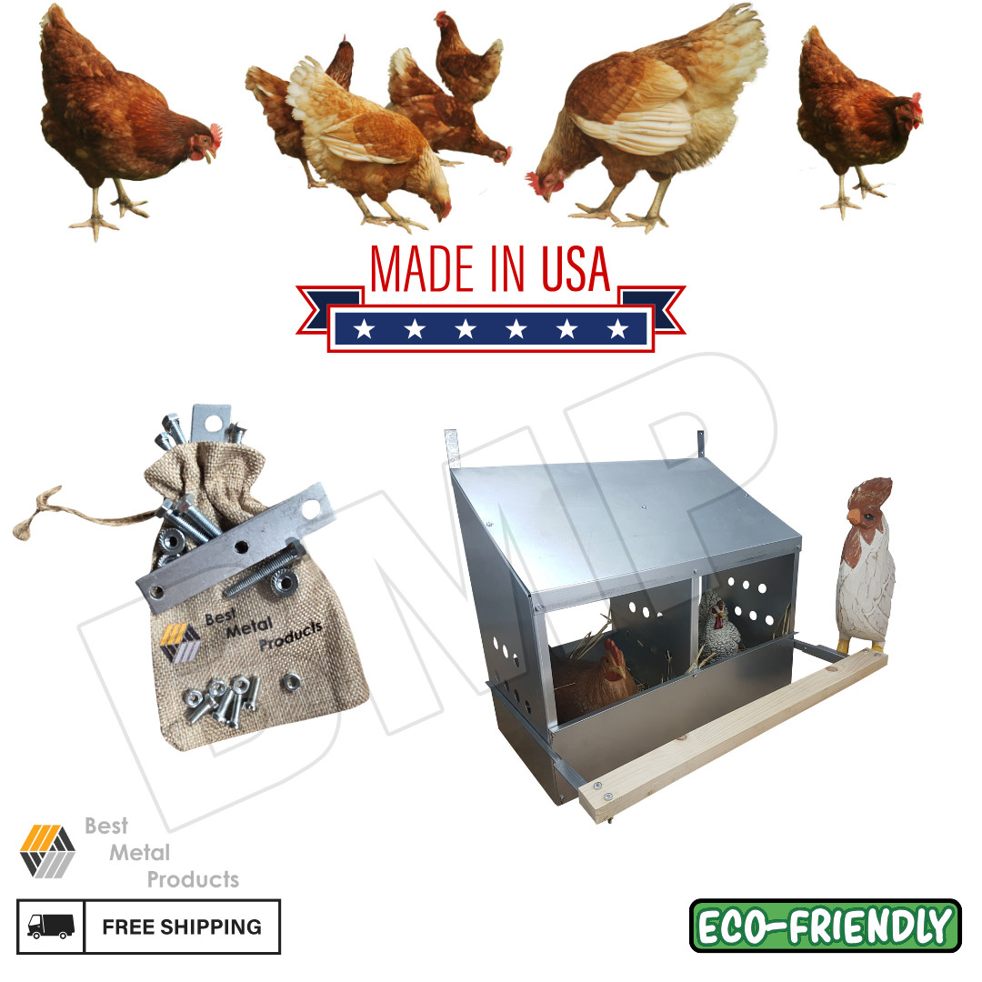 Heavy Duty 2-Hole Chicken Nesting Box  Galvanized Steel  Made in USA | 0300107
