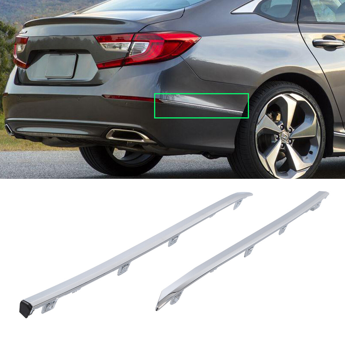 Chrome Rear Bumper Molding Set For 2018-2022 Honda Accord HO1146102 HO1147102