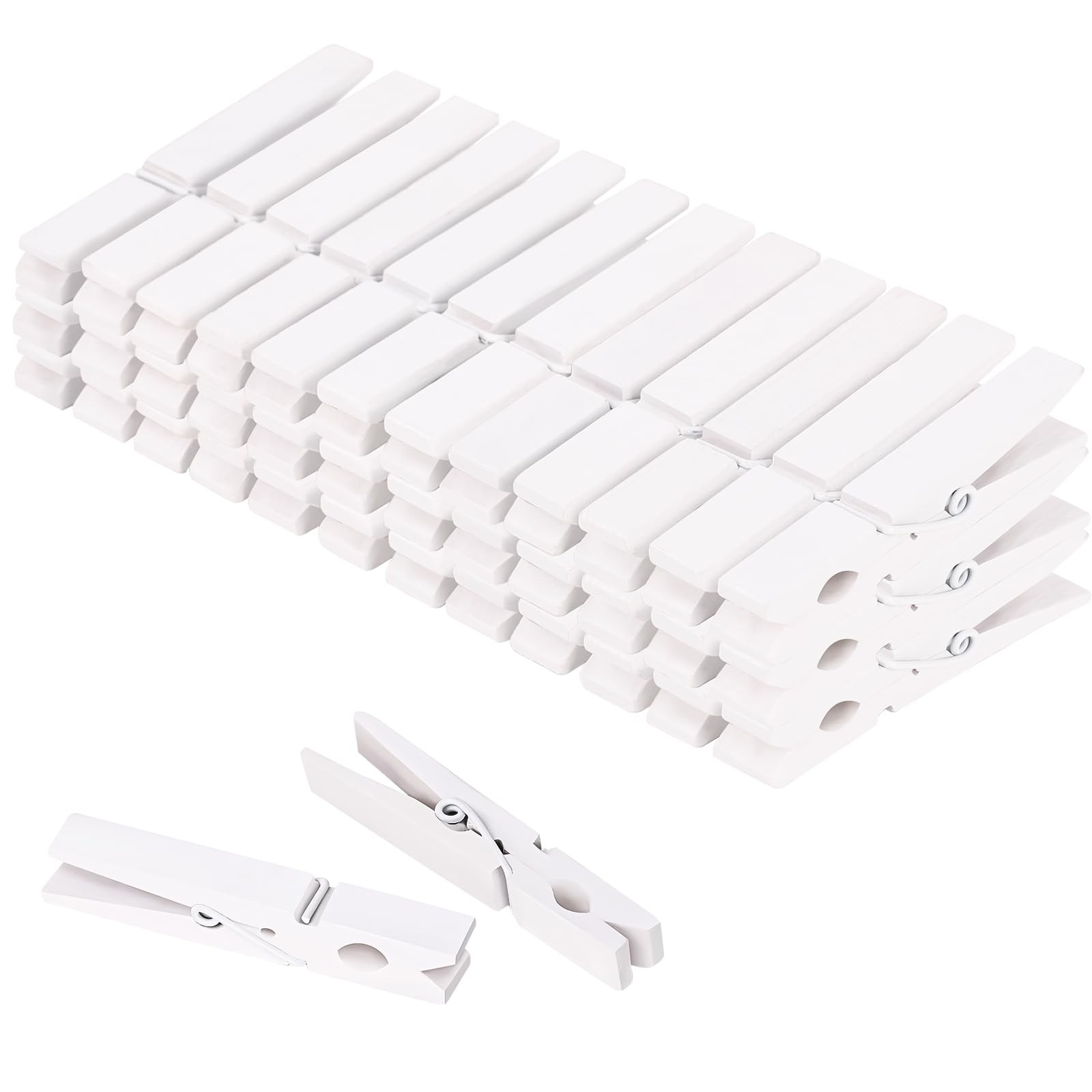 White Clothes pins 2.9inch 50PCS White, Colorful ClothesPins Wooden Clips for...