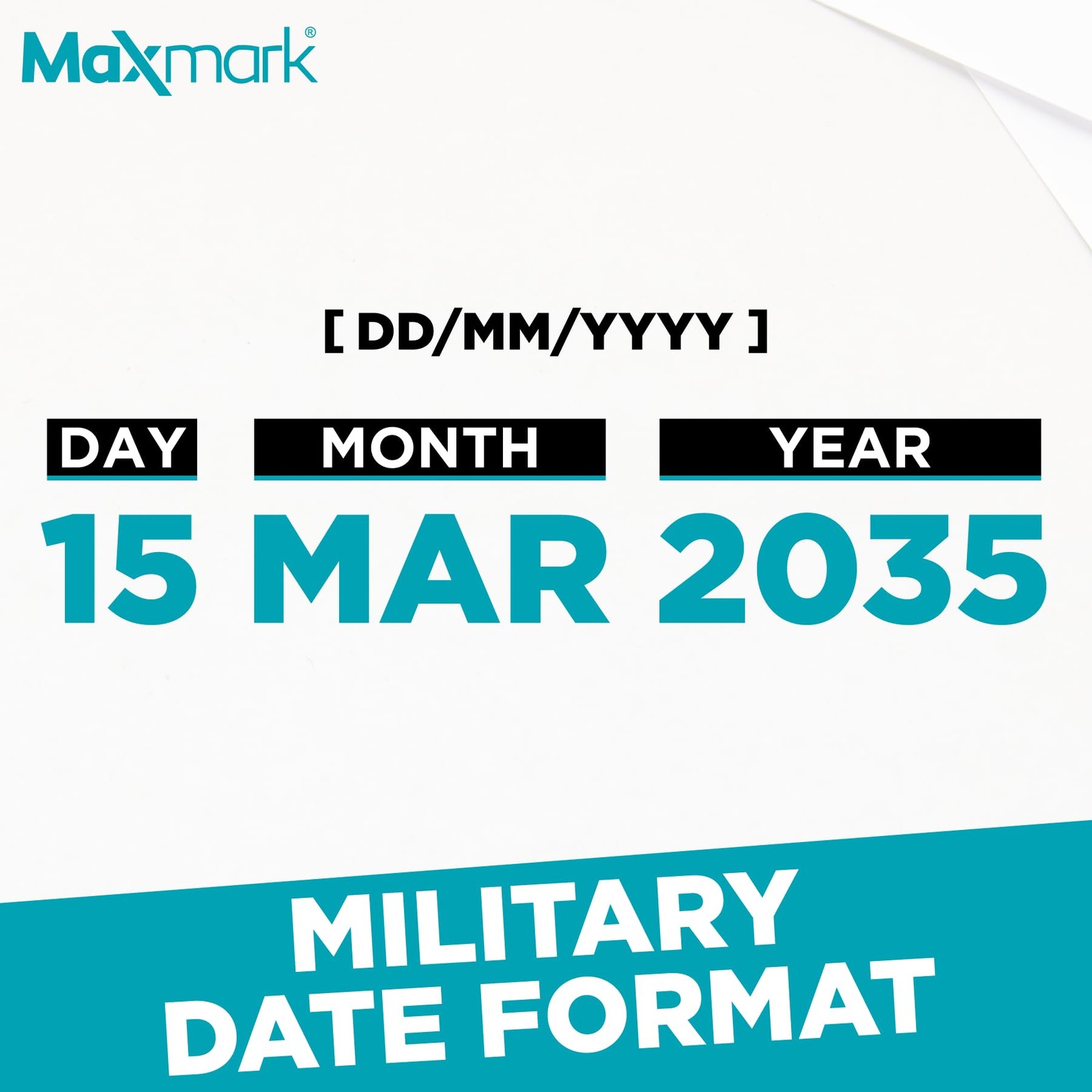 2000 Military Date Format (DD/MM/YYYY) - Self Inking Date Stamp - Black
