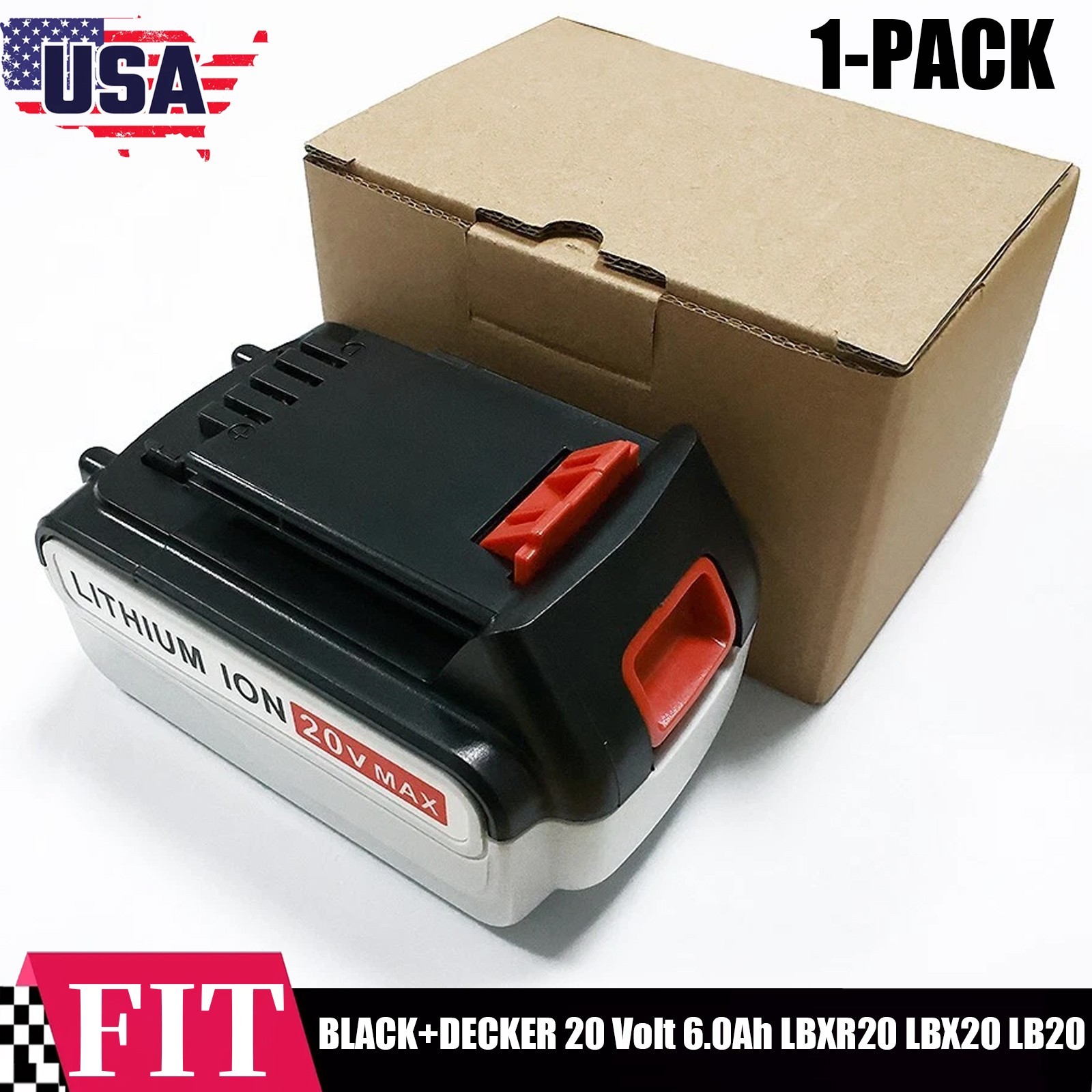 20V Max 6.0Ah Lithium-Ion Battery for Black and Decker 20Volt LBXR20 LBXR2020 US