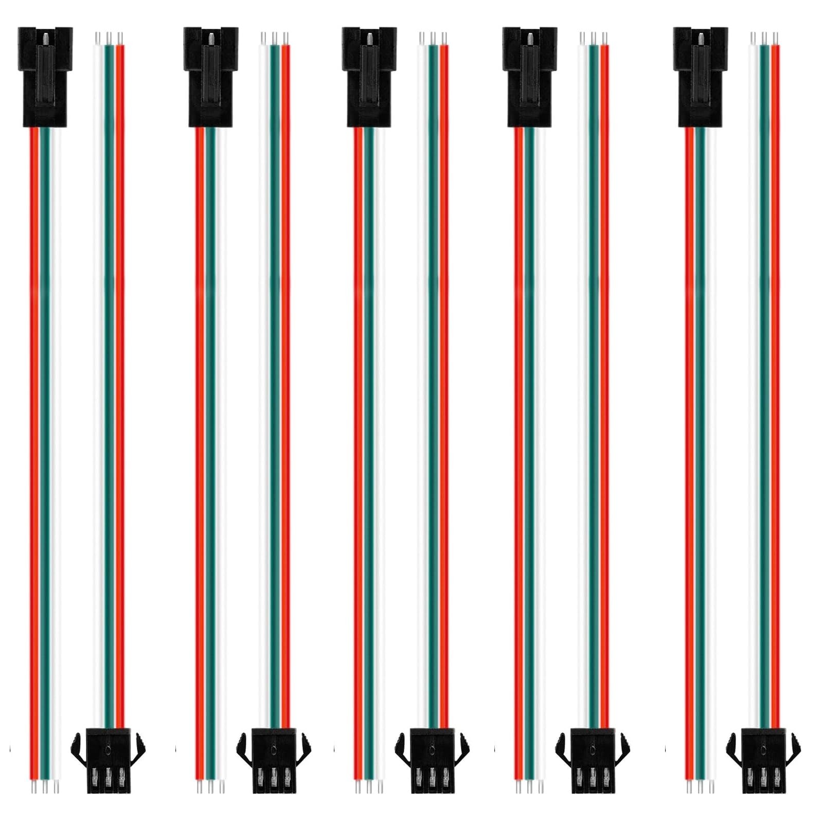 20 Pairs 15cm 20AWG JST SM 3Pin Male Female Connectors Fits WS2812B WS2811