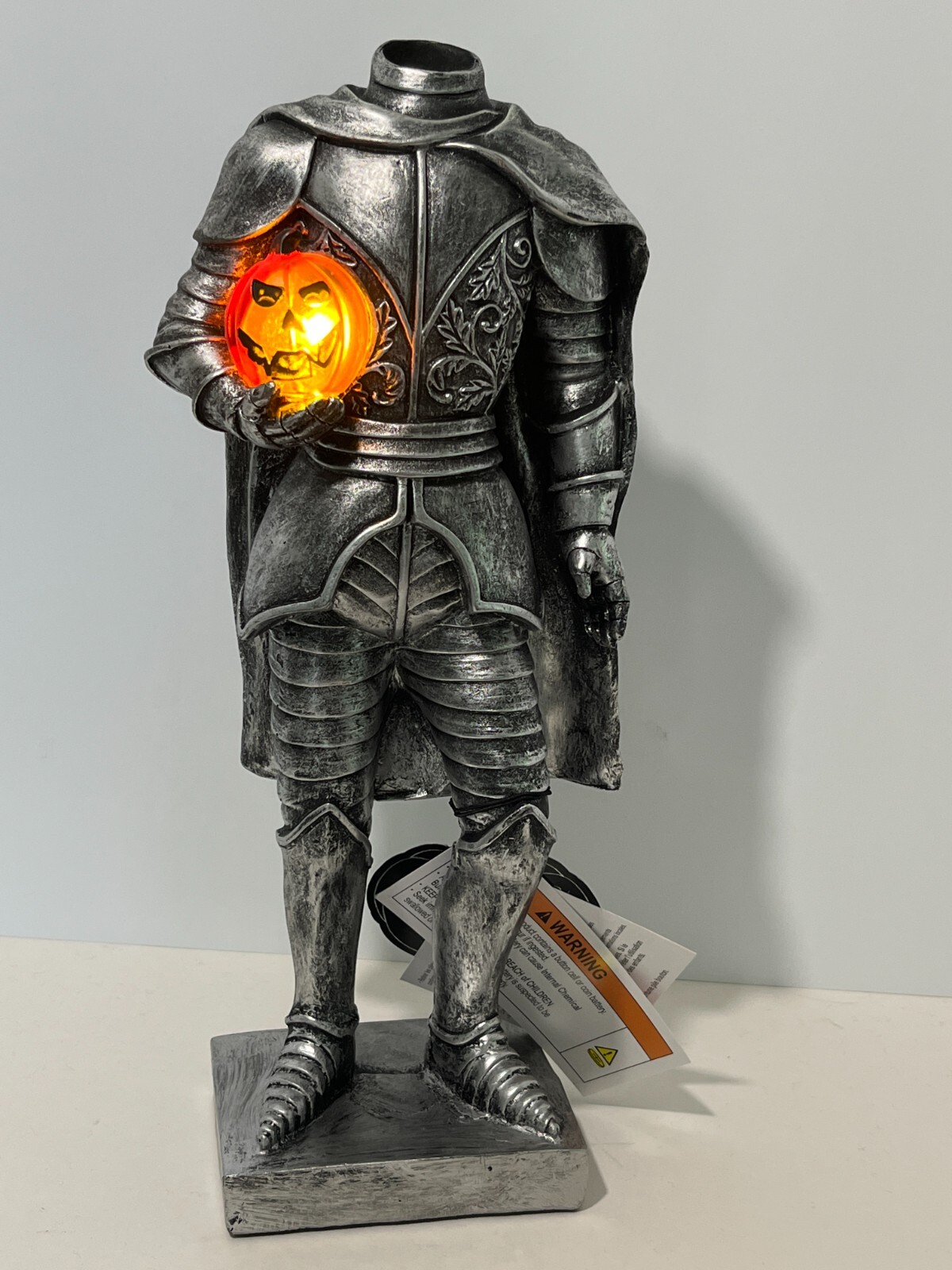 Halloween Martha Stewart Headless Horseman Statue w/Light Up Pumpkin Head 15"