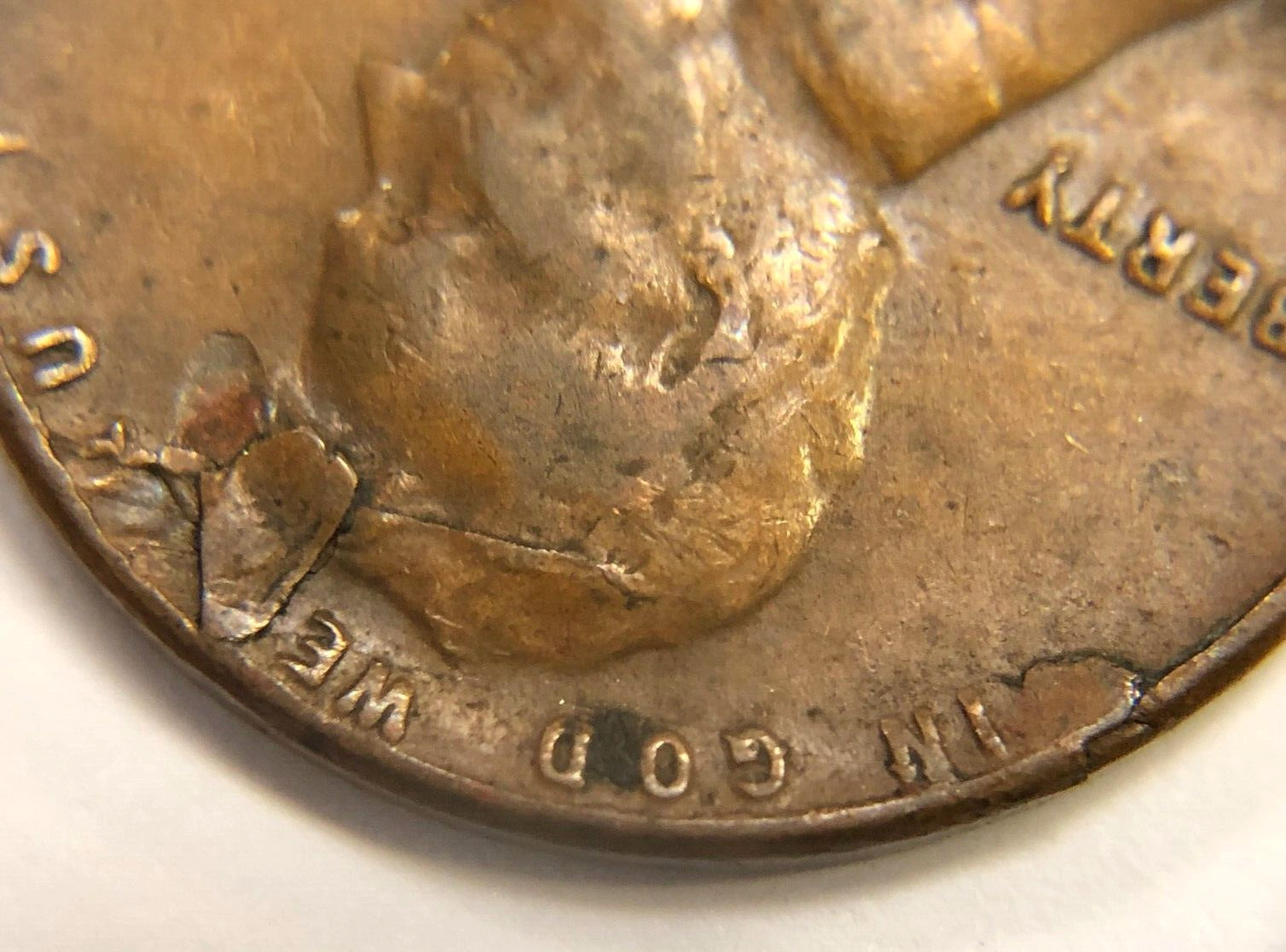 MINT ERROR Laminated Planchet Error 1953 Wheat Cent 1C VF Condition
