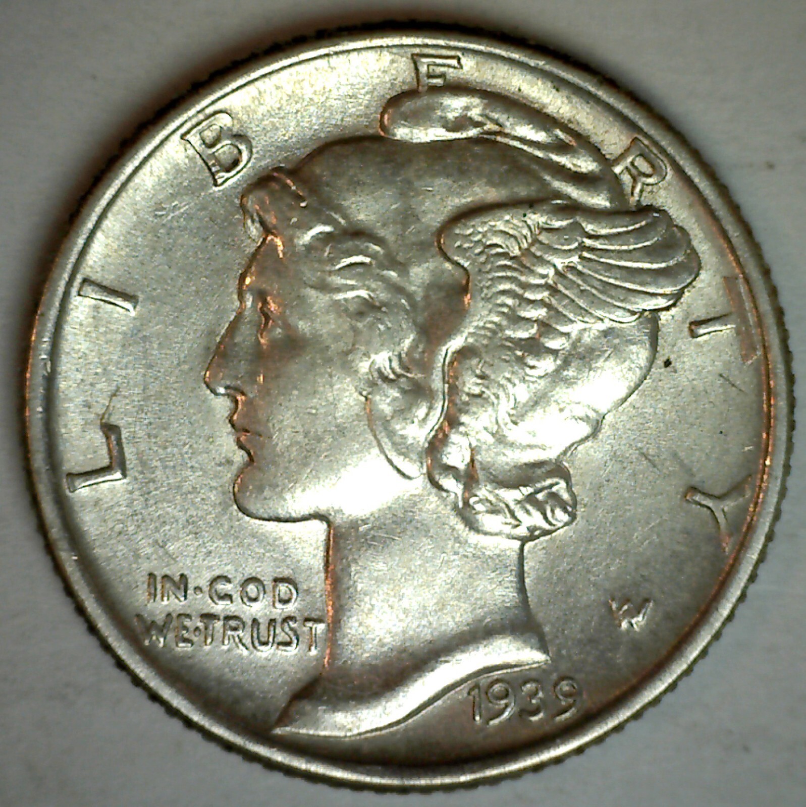 1939 Silver Mercury Dime 10c US Type Coin BU/Uncirculated Philadelphia Mint