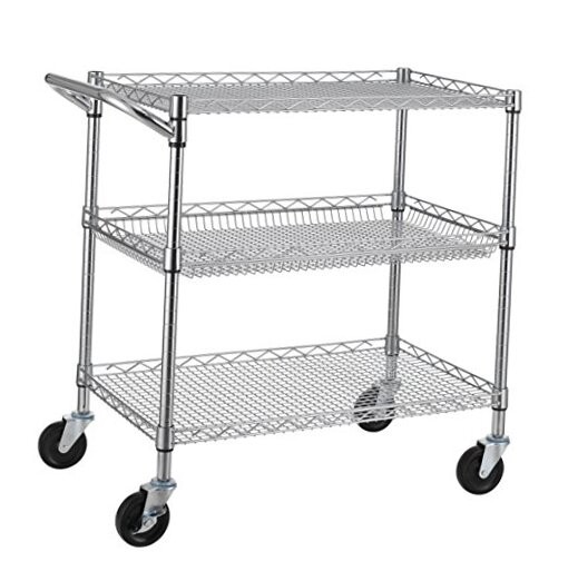 3 Tier Heavy Duty Commercial Grade Utility 30"L x 18"W x 32.4"H Chrome Cart
