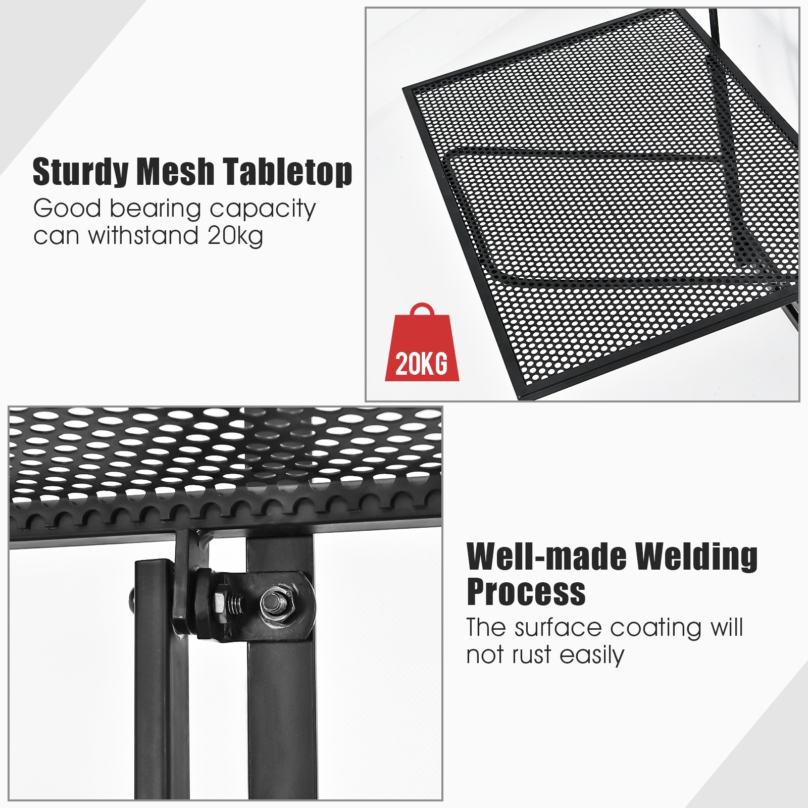 Patiojoy Folding Hanging Table Adjustable Balcony Railing Table Patio Deck Black