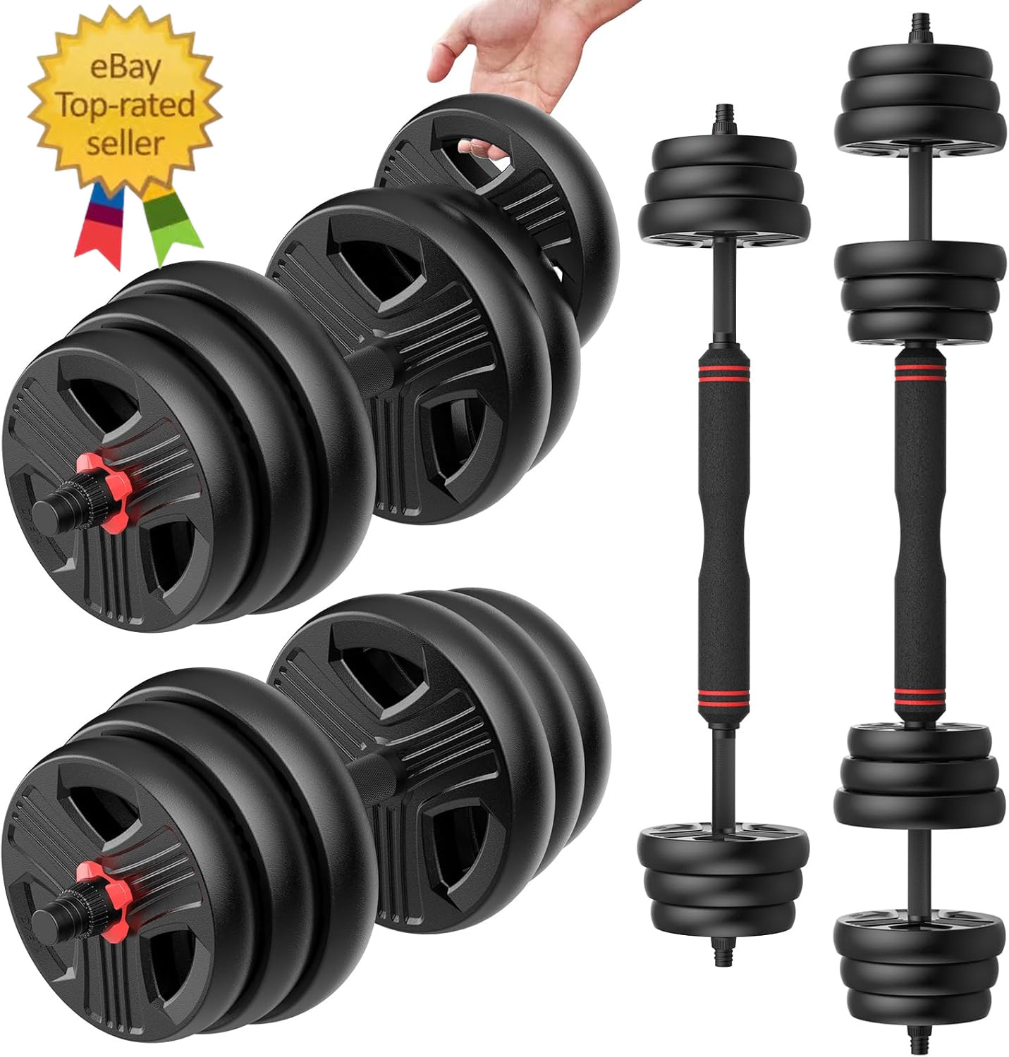 Adjustable Dumbbells Set, 20/30/40/55/60/80Lbs Free Weight Set with Connector, 2