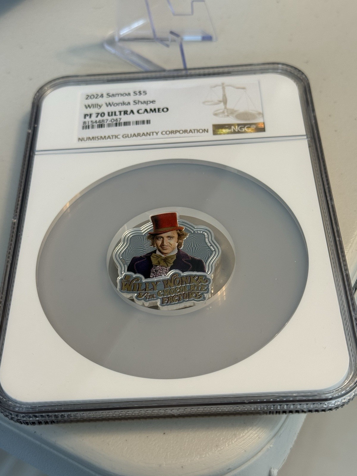 Willie Wonka and The Chocolate Factory Shaped 2024 Samoa $5 Coin NGC PF70UCAM