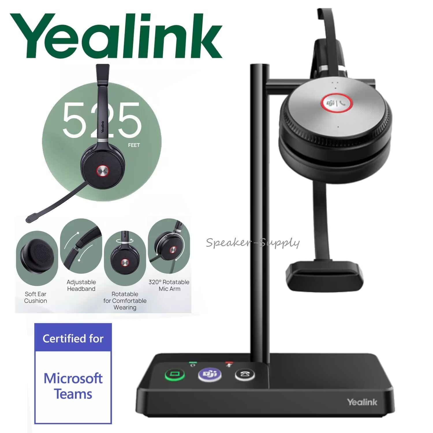 Yealink WH62 Mono DECT Teams Wireless Headset WH62-MONO-TEAMS 1308000
