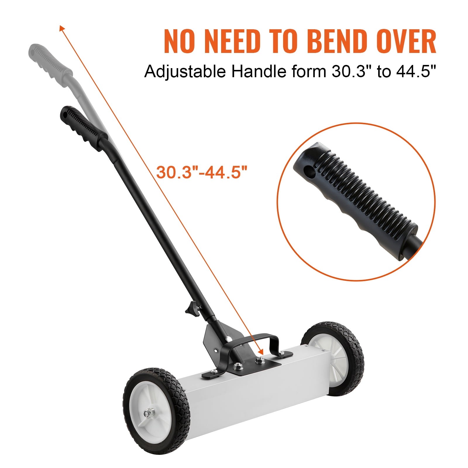 KFFKFF 45Lbs Rolling Magnetic Sweeper with Wheels, Push-Type Magnetic Pickup