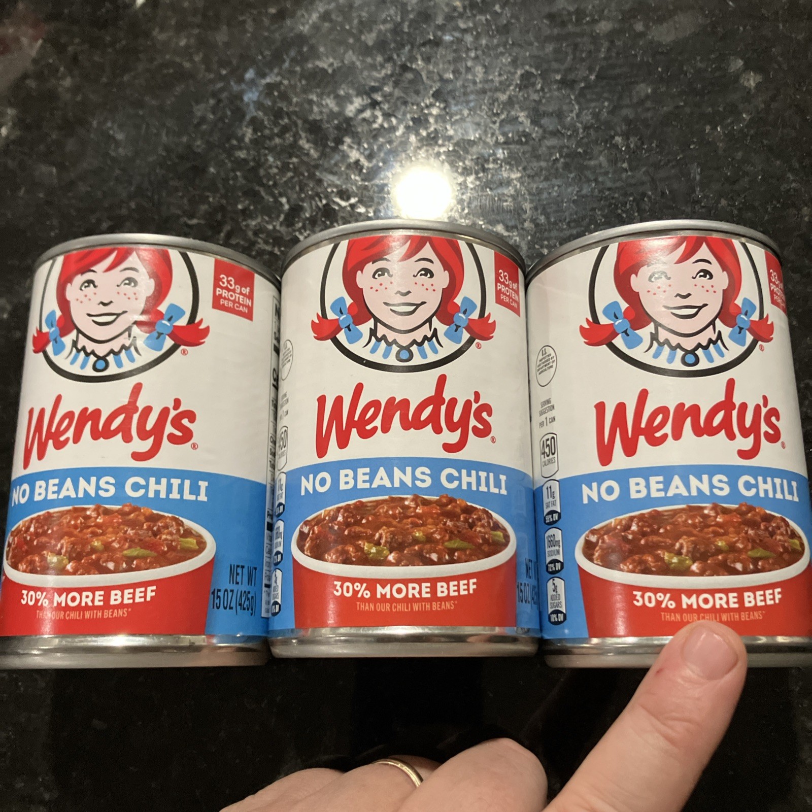 Lot of 3 Cans Wendy's Chili No Beans 15 oz Ea BB 9/17/2027+ Preppers Free Ship!